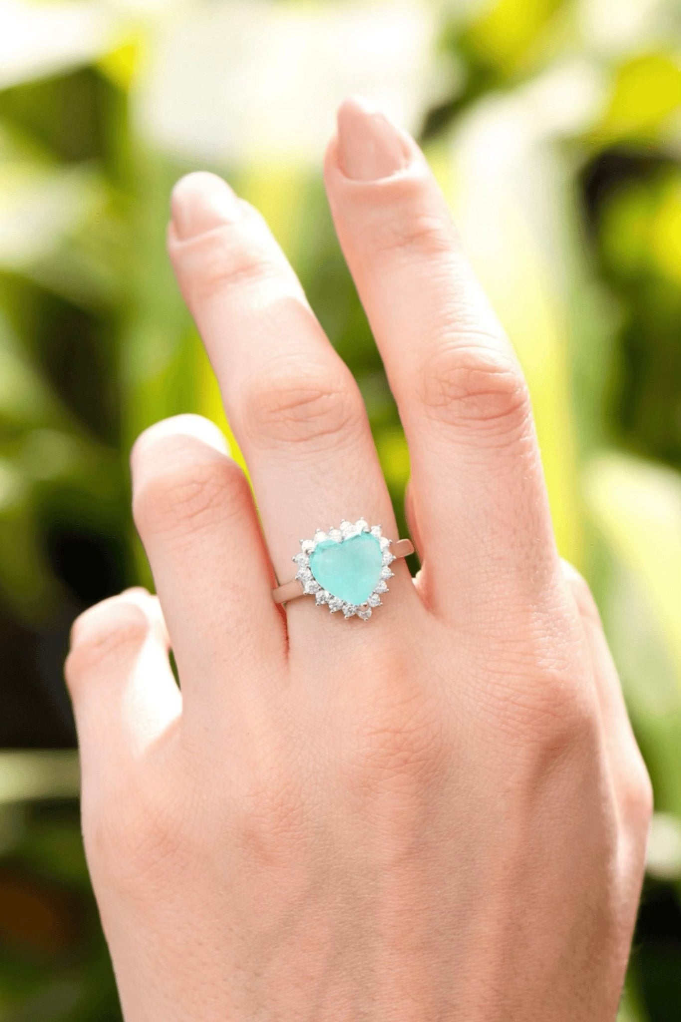 Heart Ocean Zirconia Ring & Ocean Triangle Ear Climbers Set - Iane Jewelry
