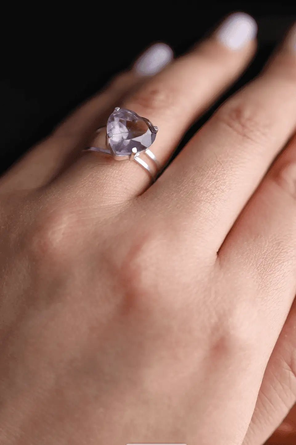 Amethyst Heart Adjustable Ring - Iane Jewelry