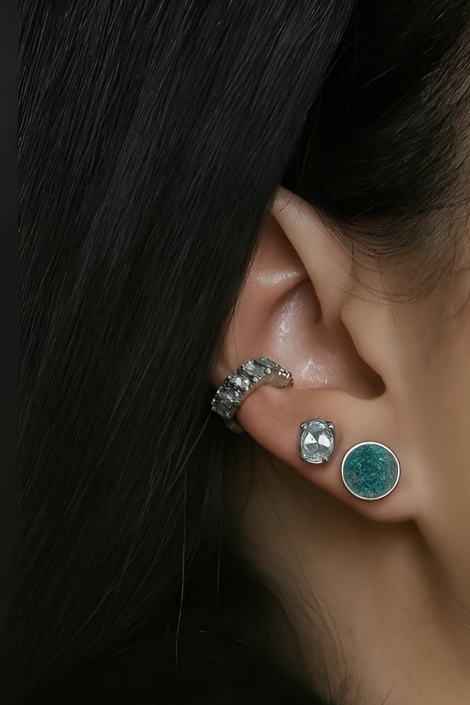 Blue Topaz & Emerald Ear Cuff Set - Iane Jewelry