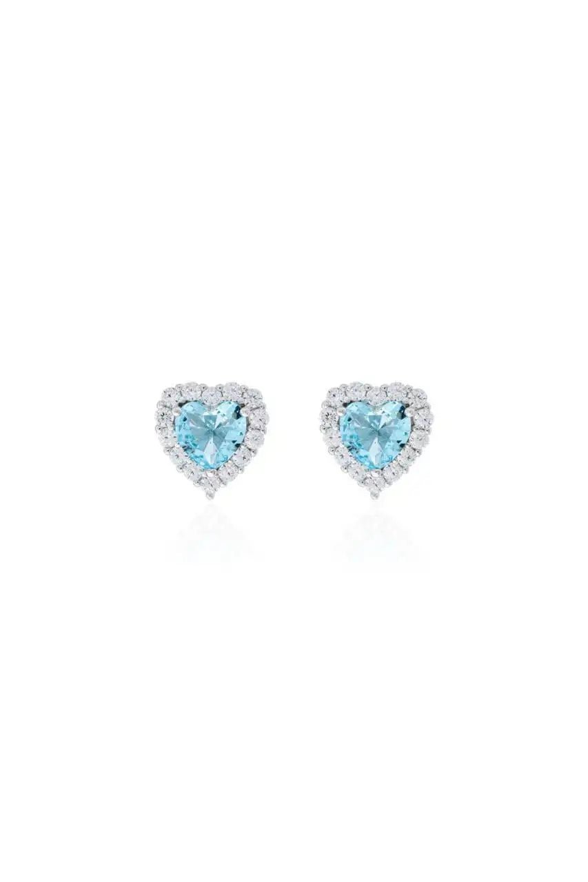 Chain Necklace, Aquamarine Heart and Squad Earrings Set - Iane Jewelry