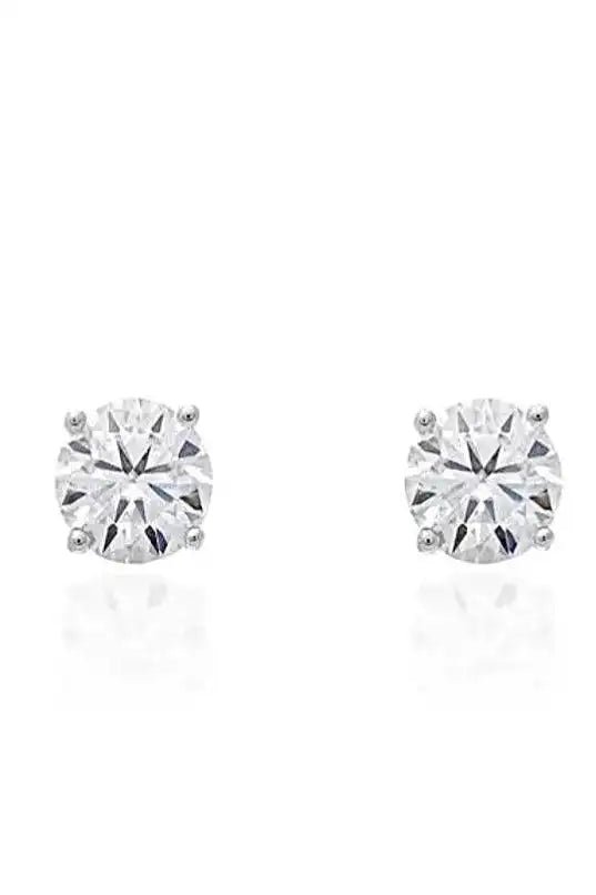 Dainty Moissanite Halo Stud Earrings in Sterling - Iane Jewelry