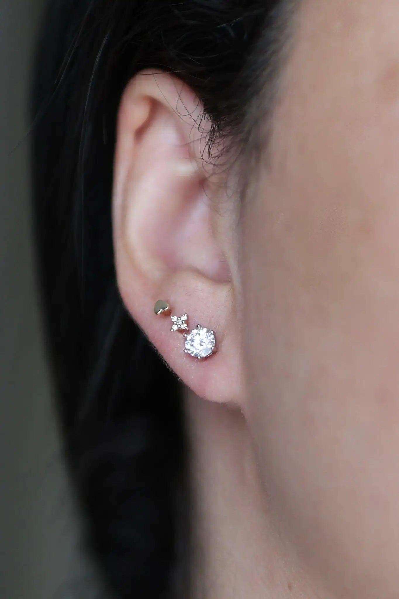 Dainty Moissanite Halo Stud Earrings in Sterling - Iane Jewelry