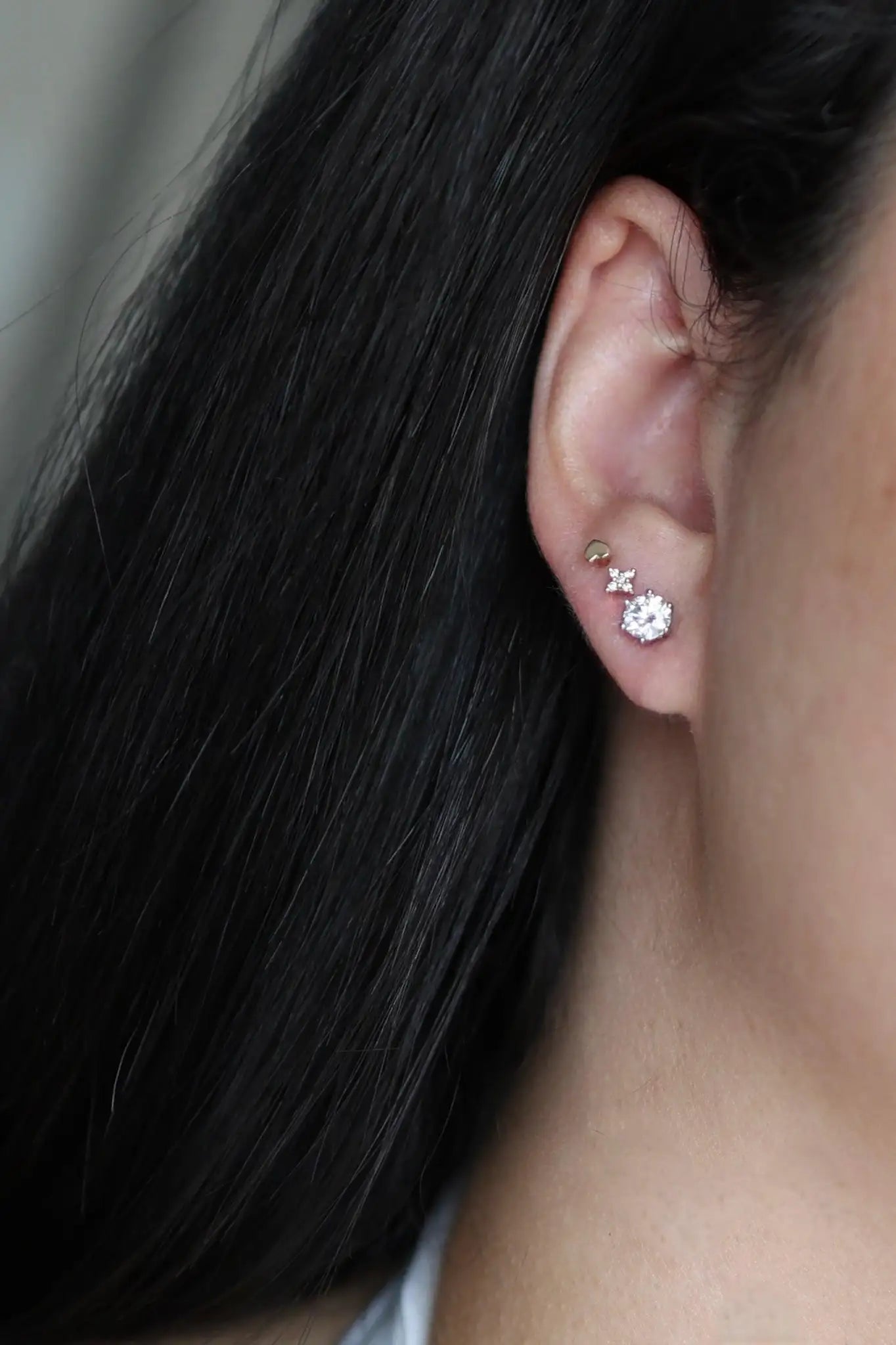 Dainty Moissanite Halo Stud Earrings in Sterling - Iane Jewelry