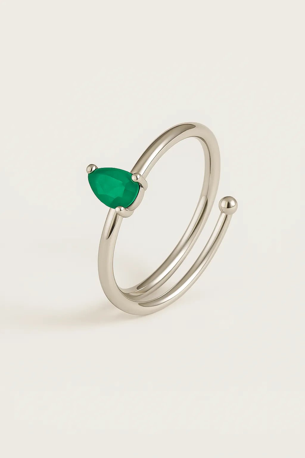 Emerald Teardrop Adjustable Ring - Iane Jewelry