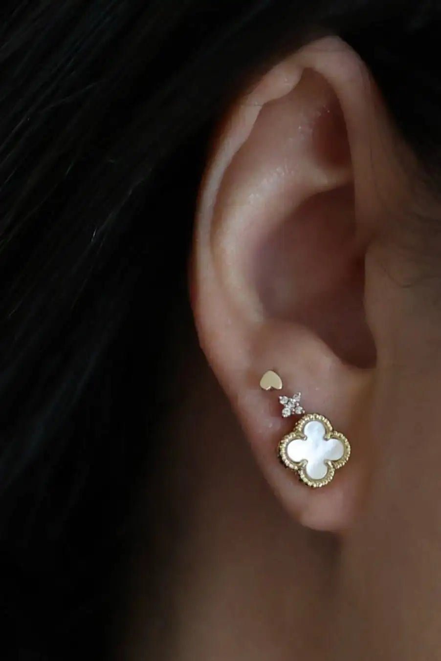 Four-Leaf Clover Gold Earrings