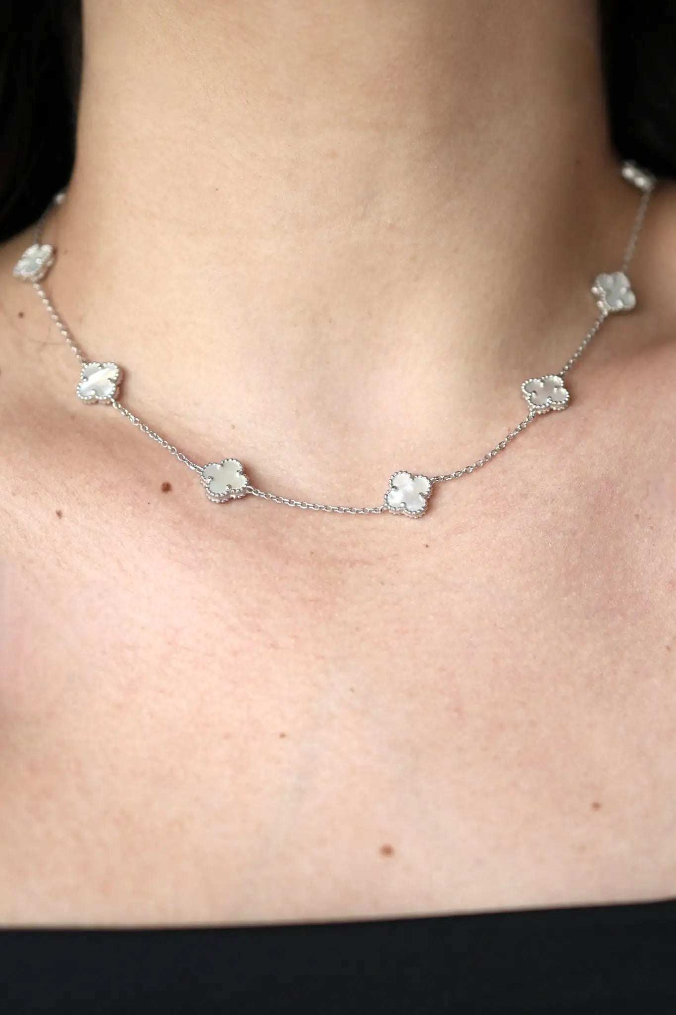 Mini Mother - of - Pearl Clover Necklace - Iane Jewelry