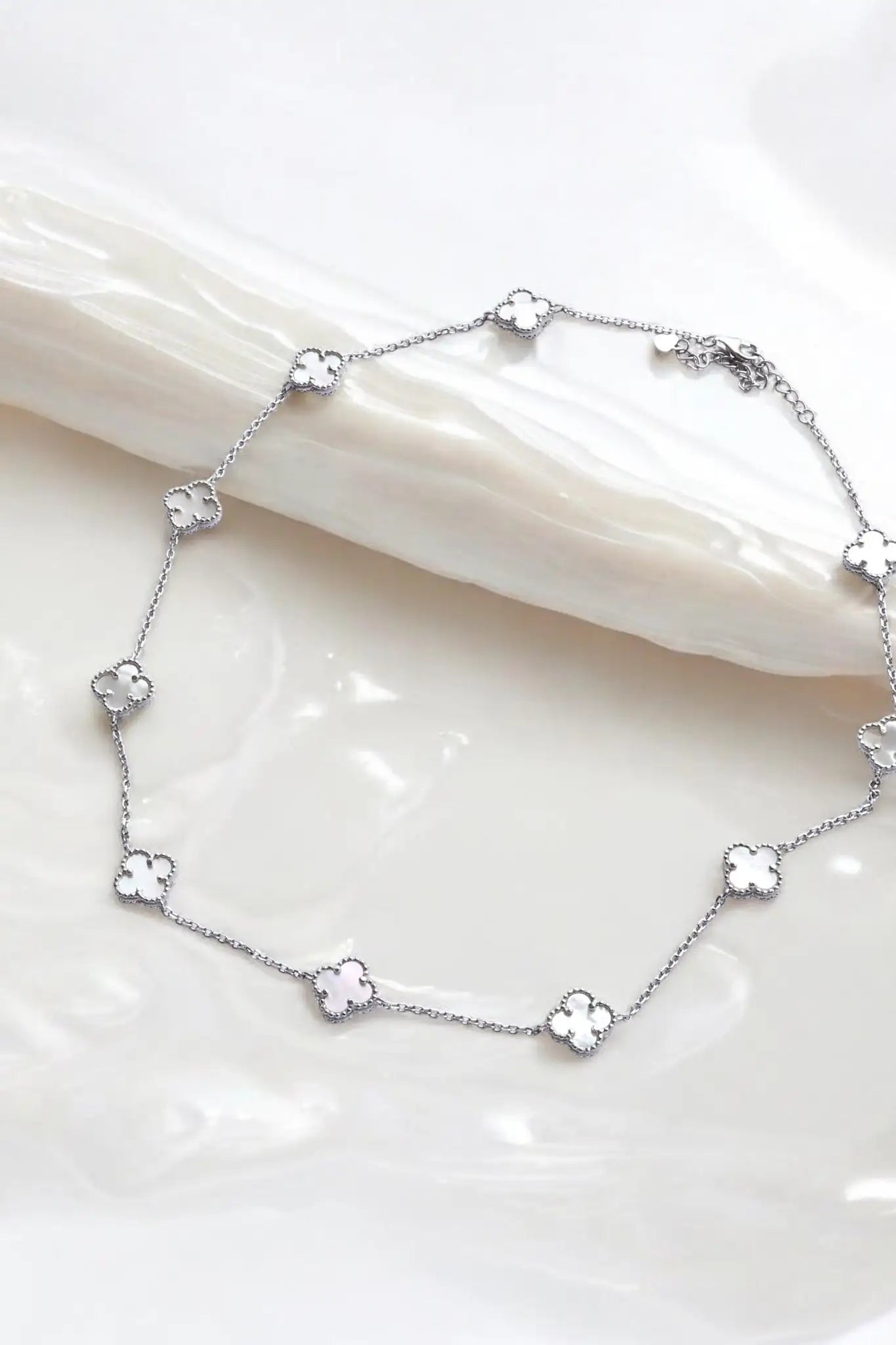 Mini Mother - of - Pearl Clover Necklace - Iane Jewelry