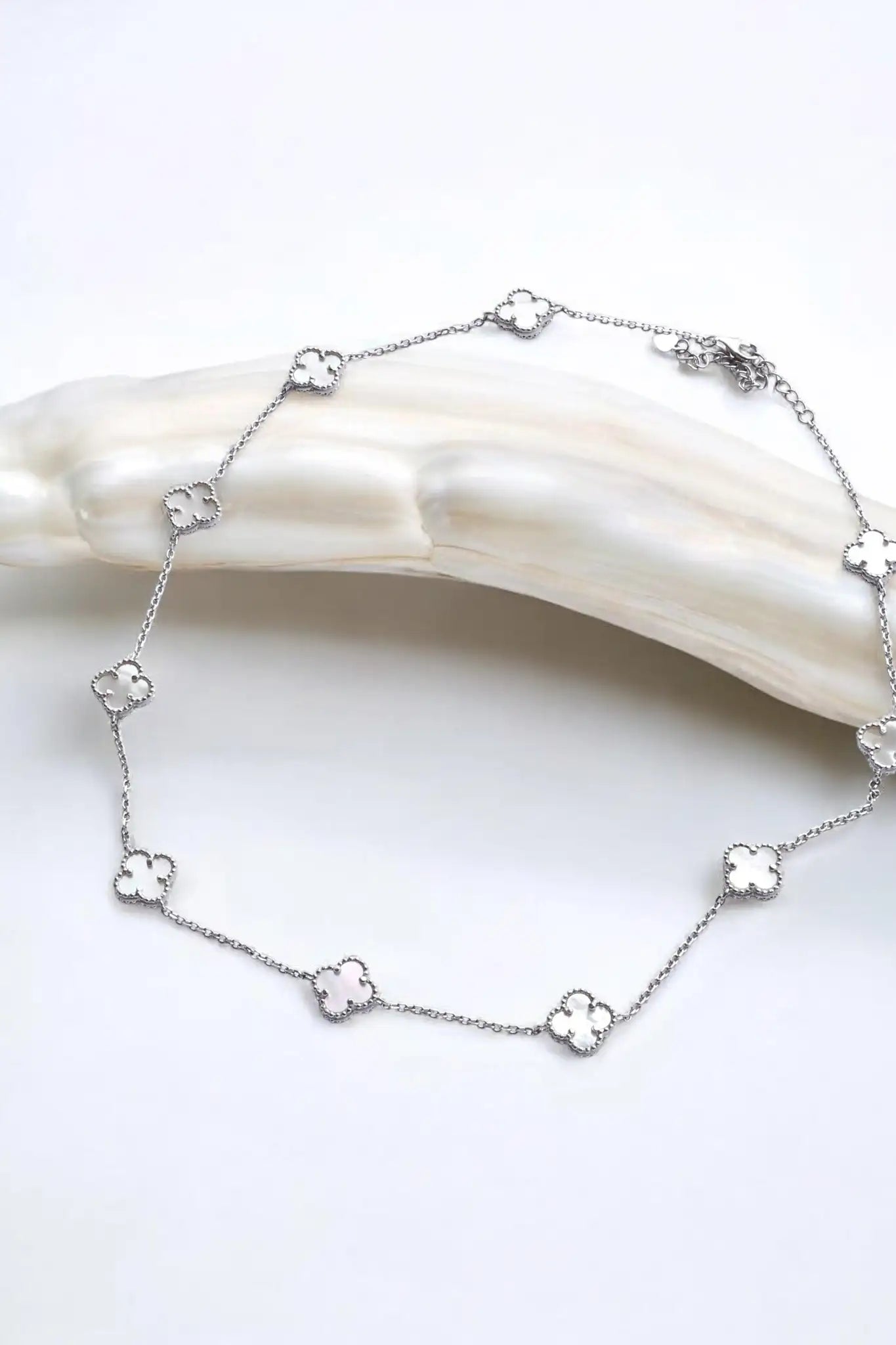Mini Mother - of - Pearl Clover Necklace - Iane Jewelry