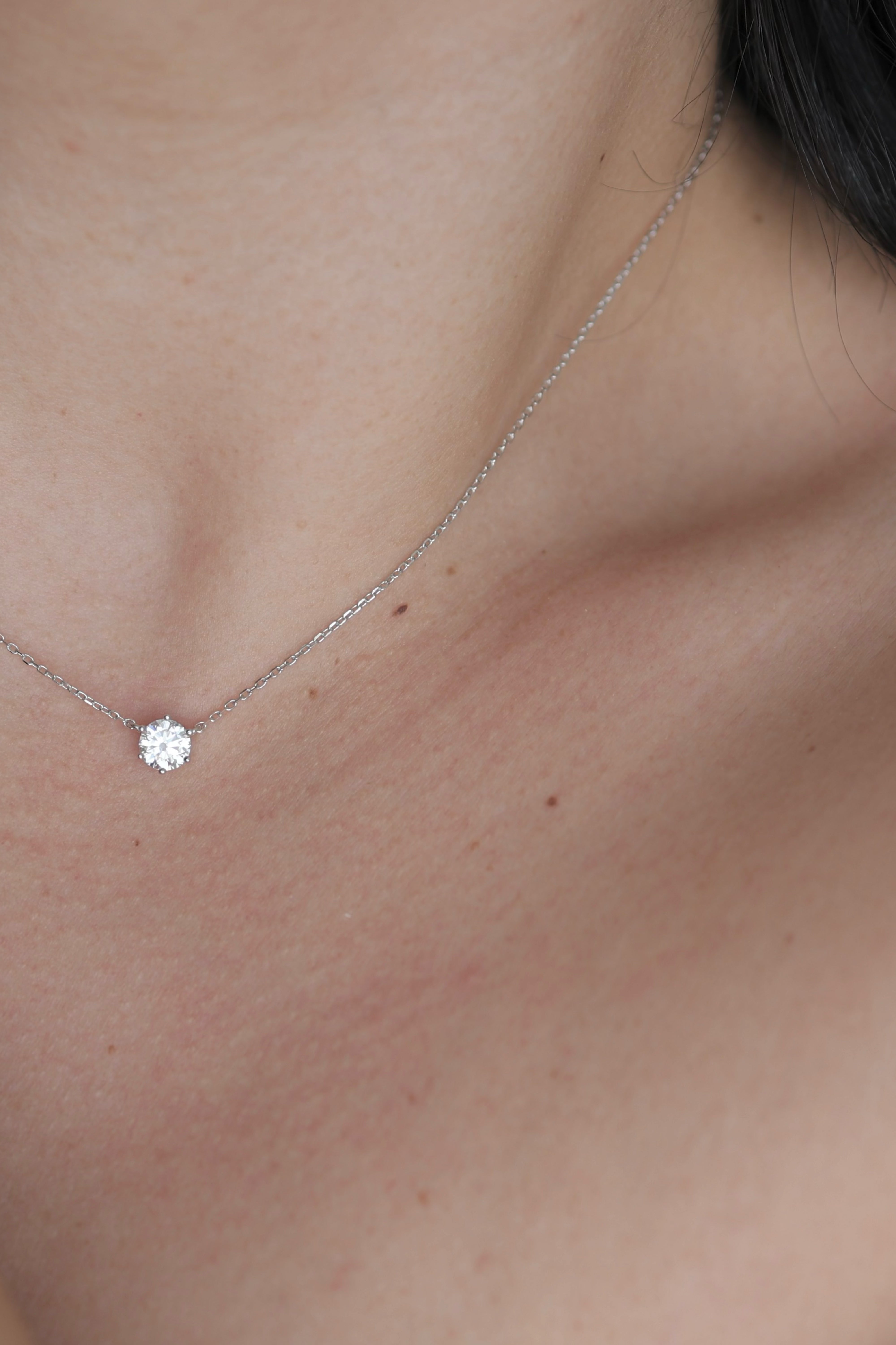 Moissanite Halo Pendent - Iane Jewelry