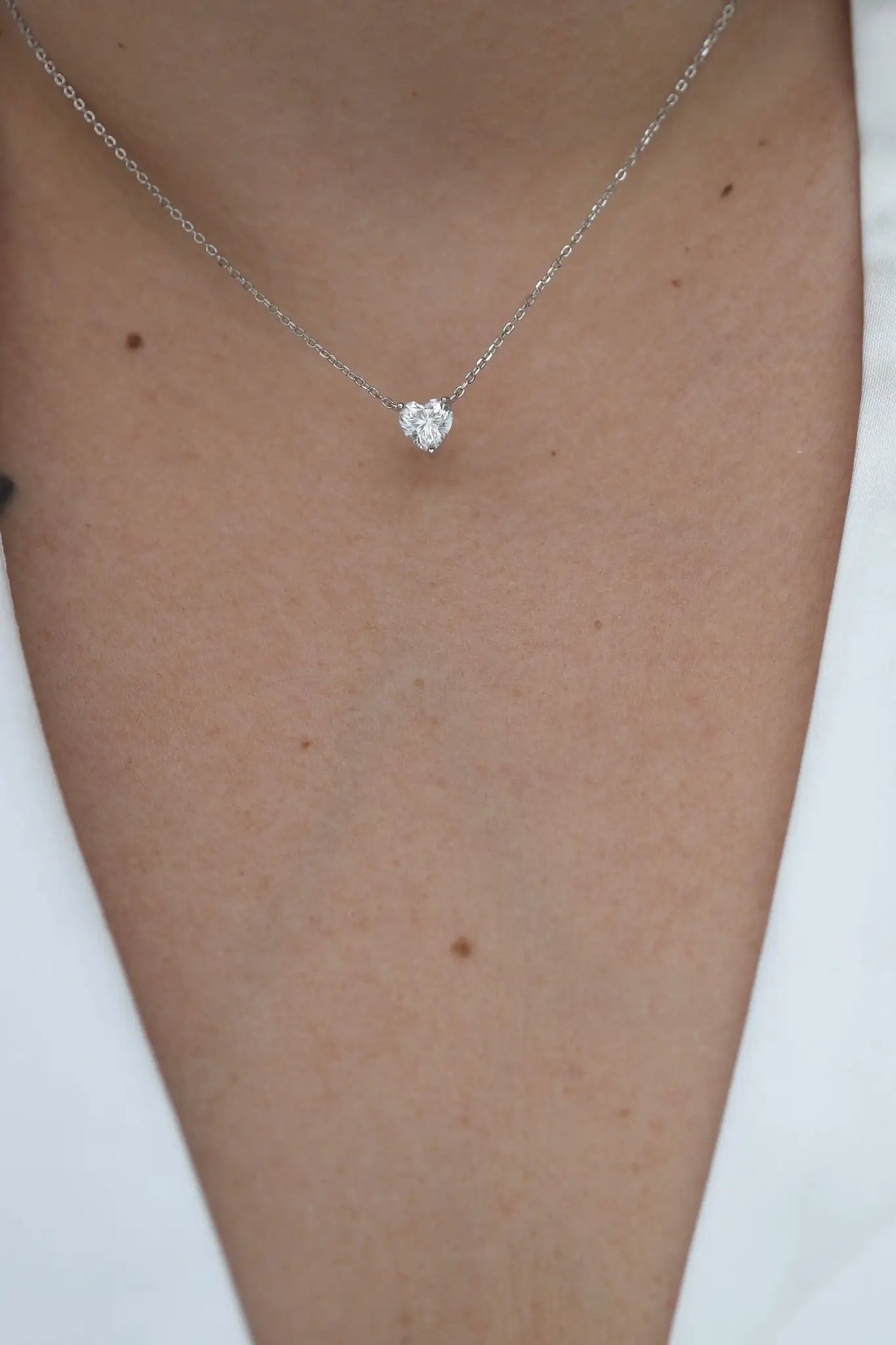 Moissanite Heart Pendant Necklace in Sterling Silver - Iane Jewelry