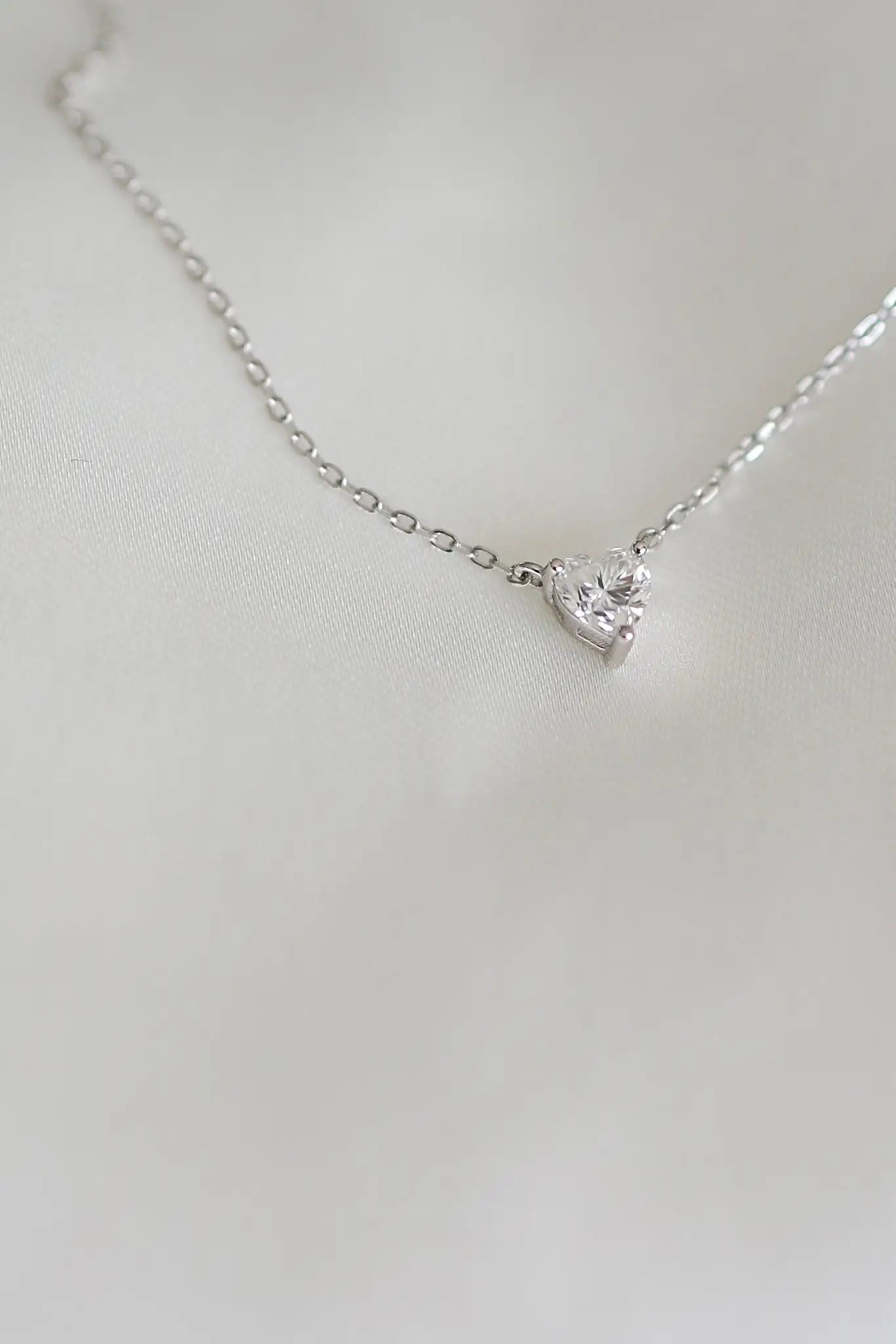 Moissanite Heart Pendant Necklace in Sterling Silver - Iane Jewelry