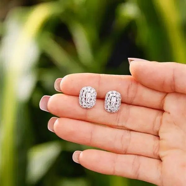 Oval Baguette Stud Earrings - Iane Jewelry