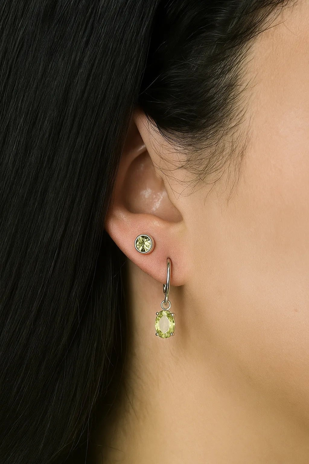Peridot Stud & Hoop Earring Set - Iane Jewelry