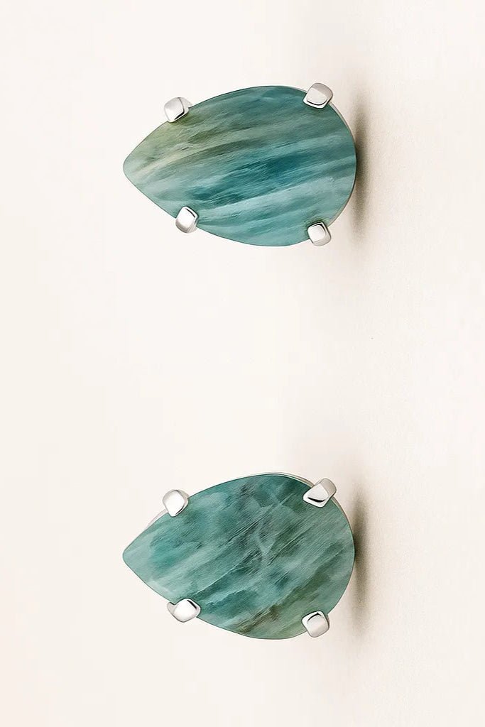 Petite Amazonite Teardrop Earrings - Iane Jewelry