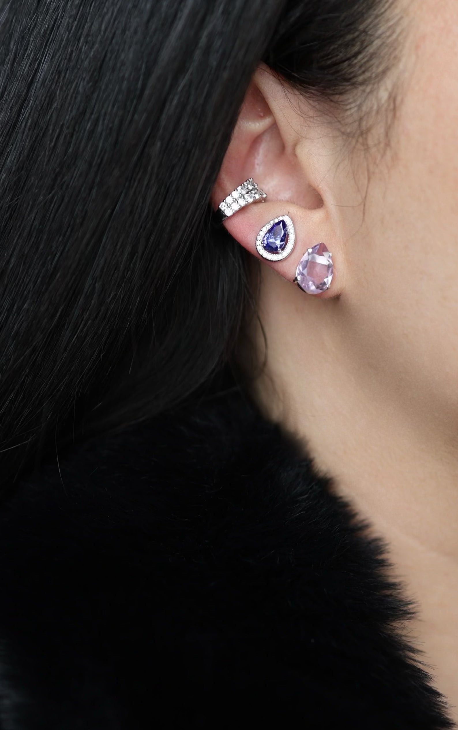 Amethyst and Tanzanite Earring Set