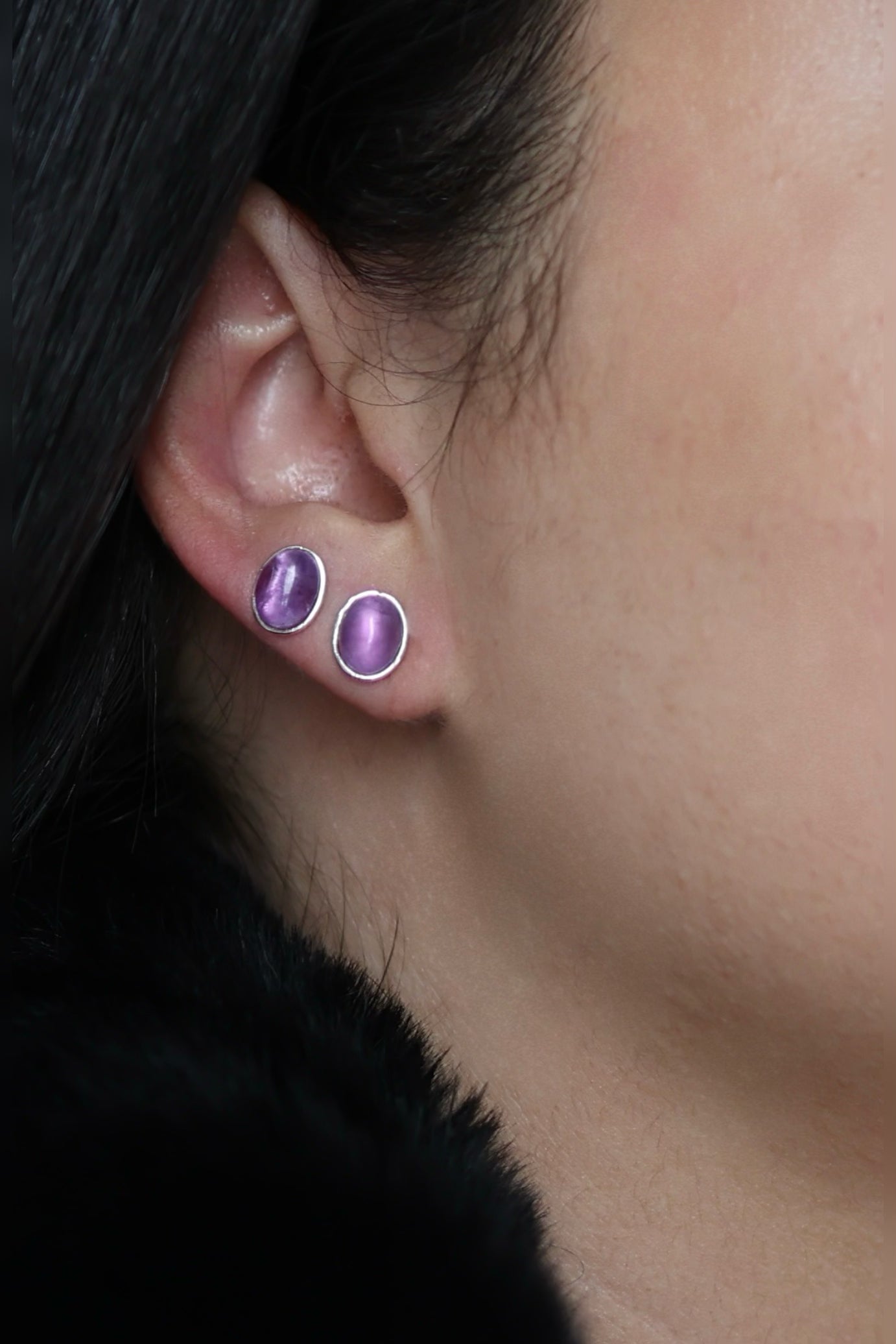 Dainty Amethyst Oval Earrings - Iane Jewelry
