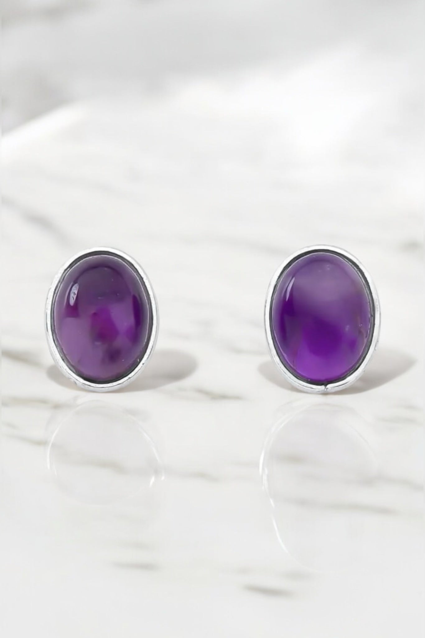 Dainty Amethyst Oval Earrings - Iane Jewelry