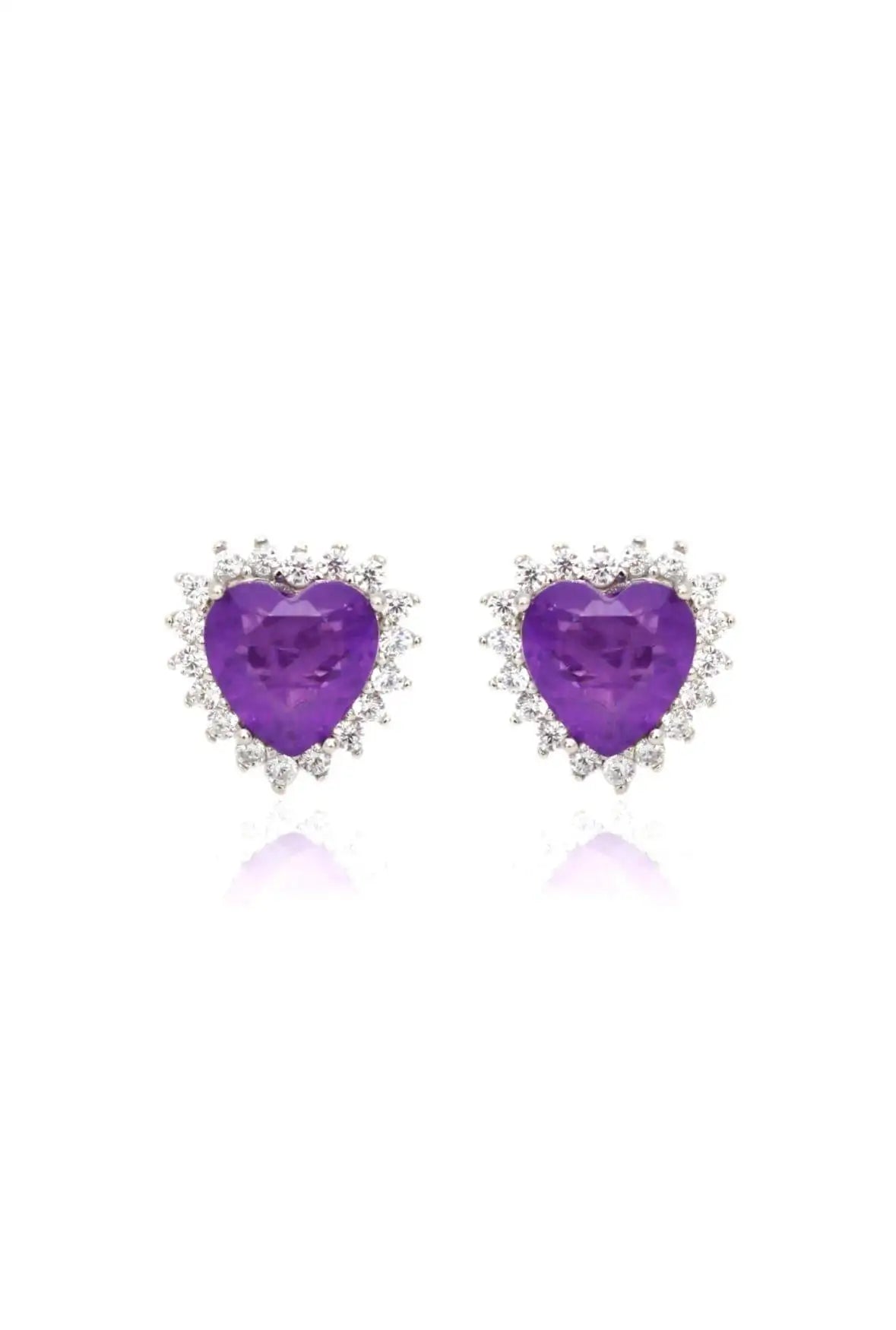 Purple Stud Heart Earrings - Iane Jewelry