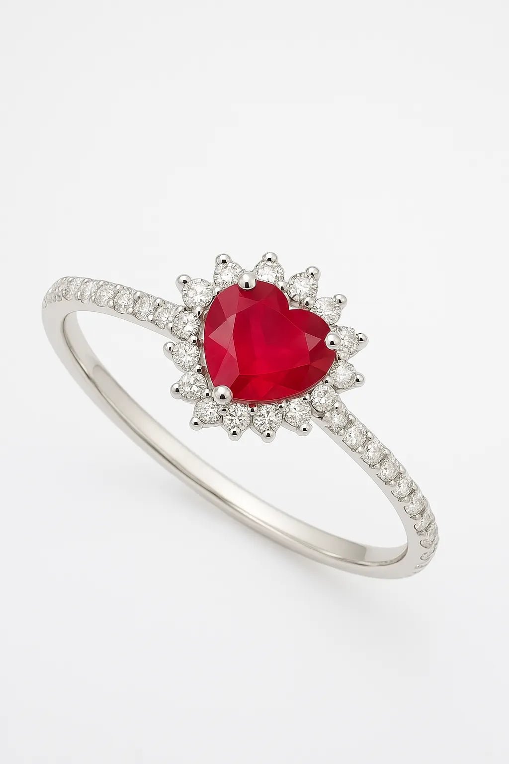 Ruby Heart Zirconia Silver Ring - Iane Jewelry