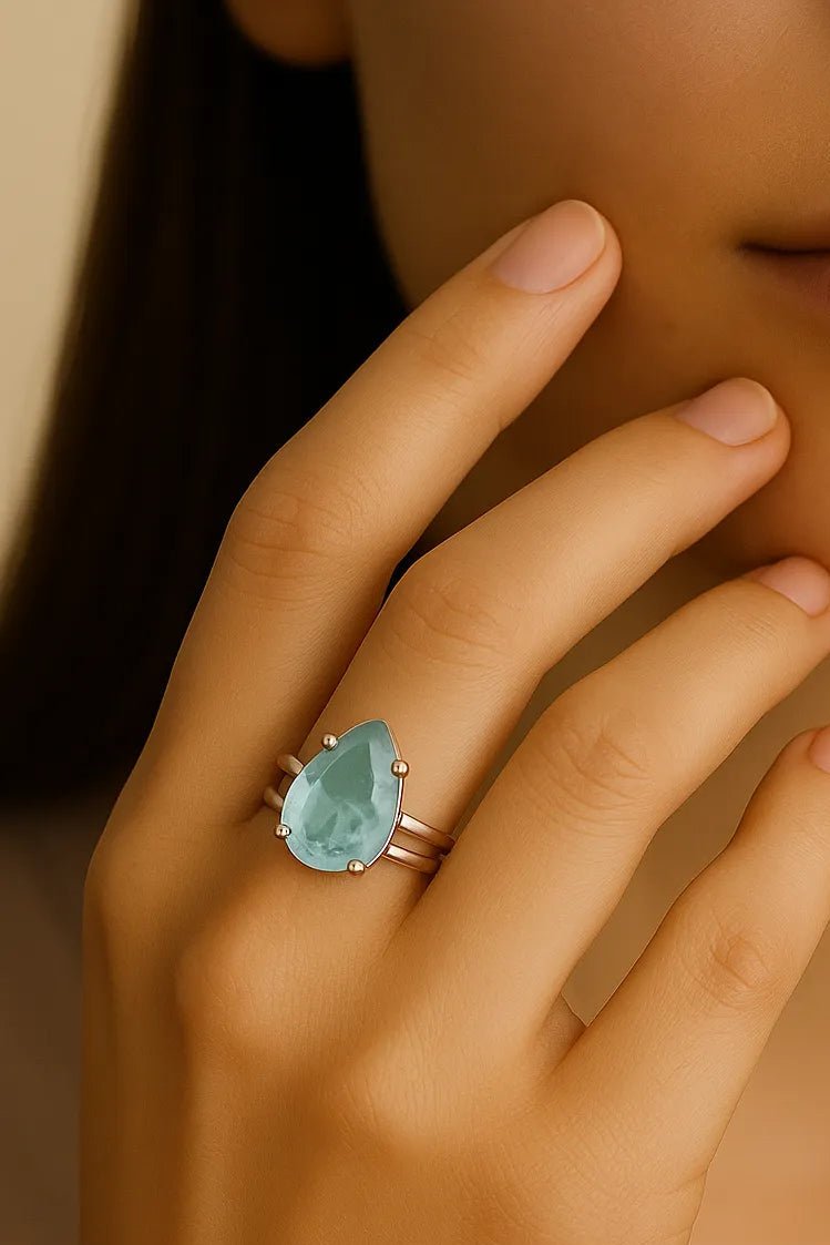 Teardrop Topaz Double Ring - Iane Jewelry