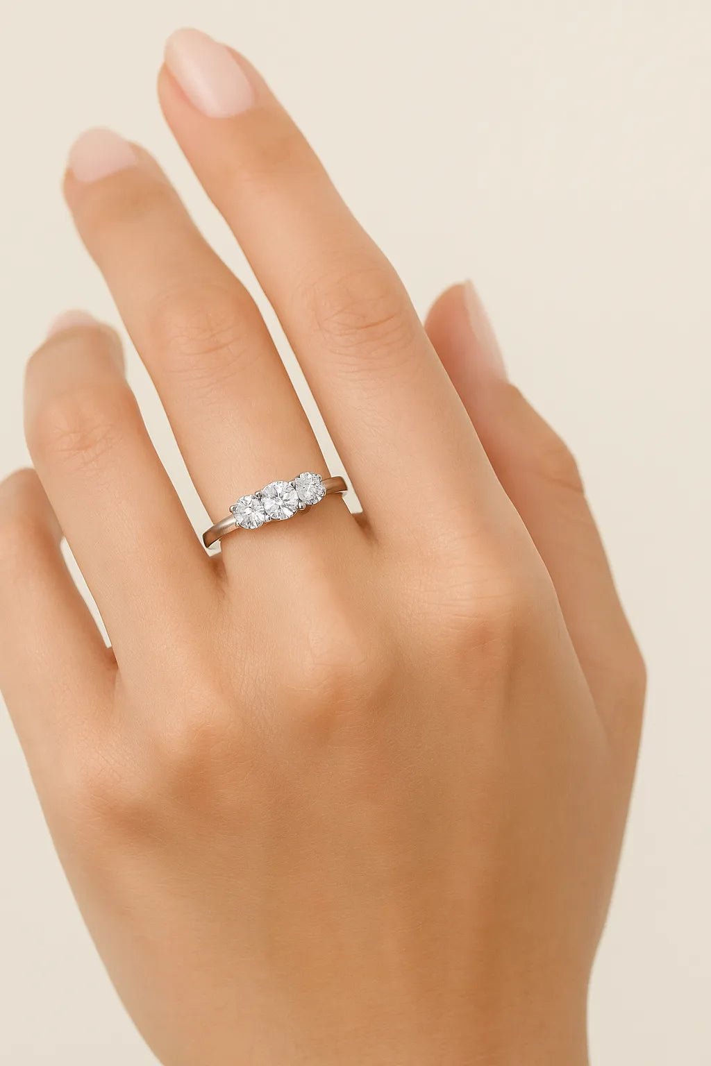 Tri - Stone Cubic Zirconia Ring - Iane Jewelry