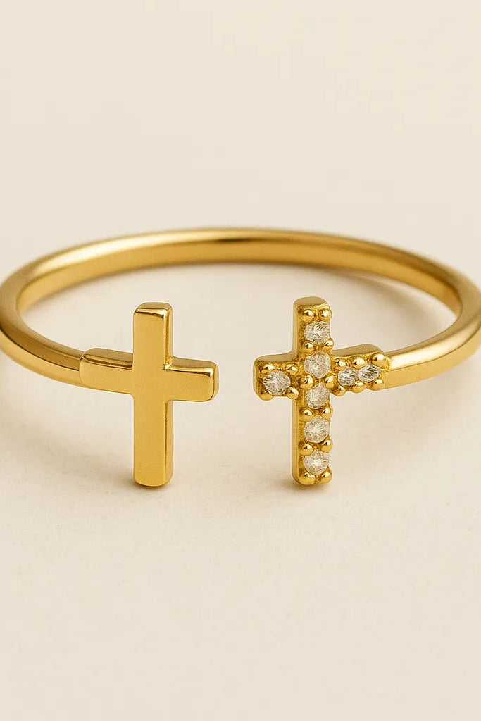 18K Gold Filled Cross Ring