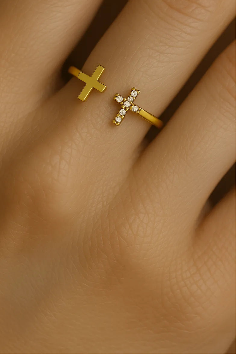 18K Gold Filled Cross Ring