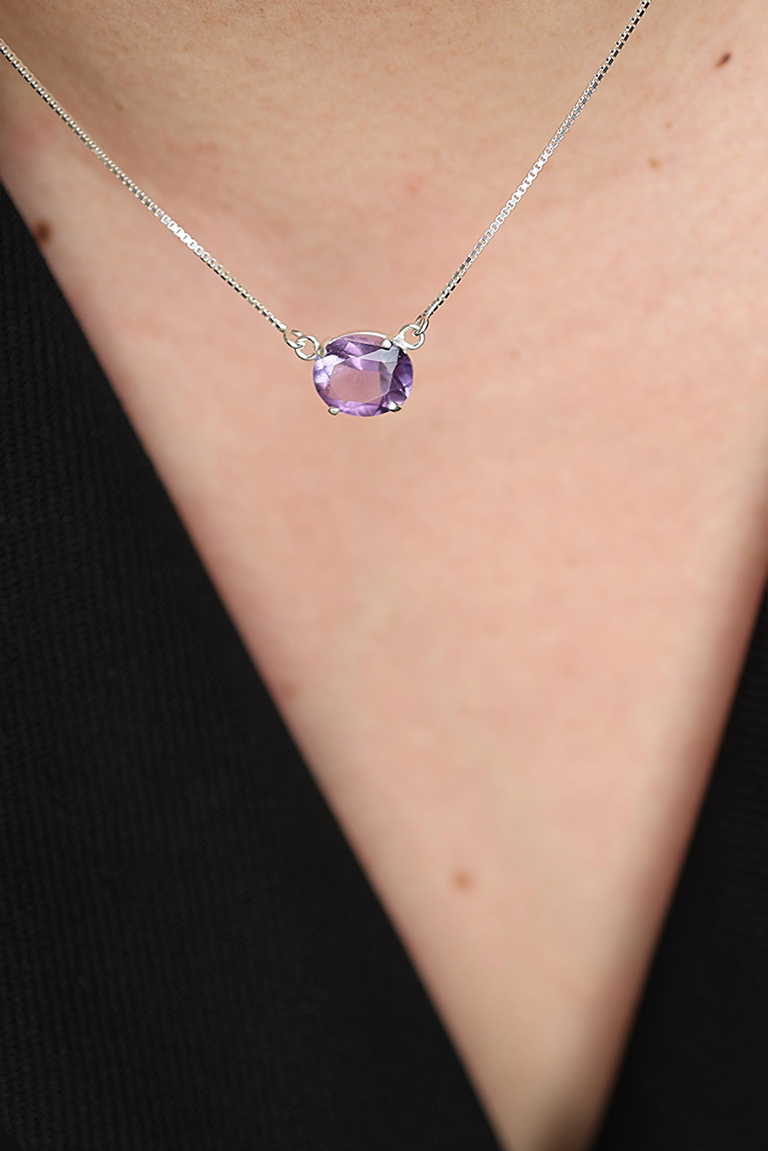 Amethyst Oval Chain Necklace