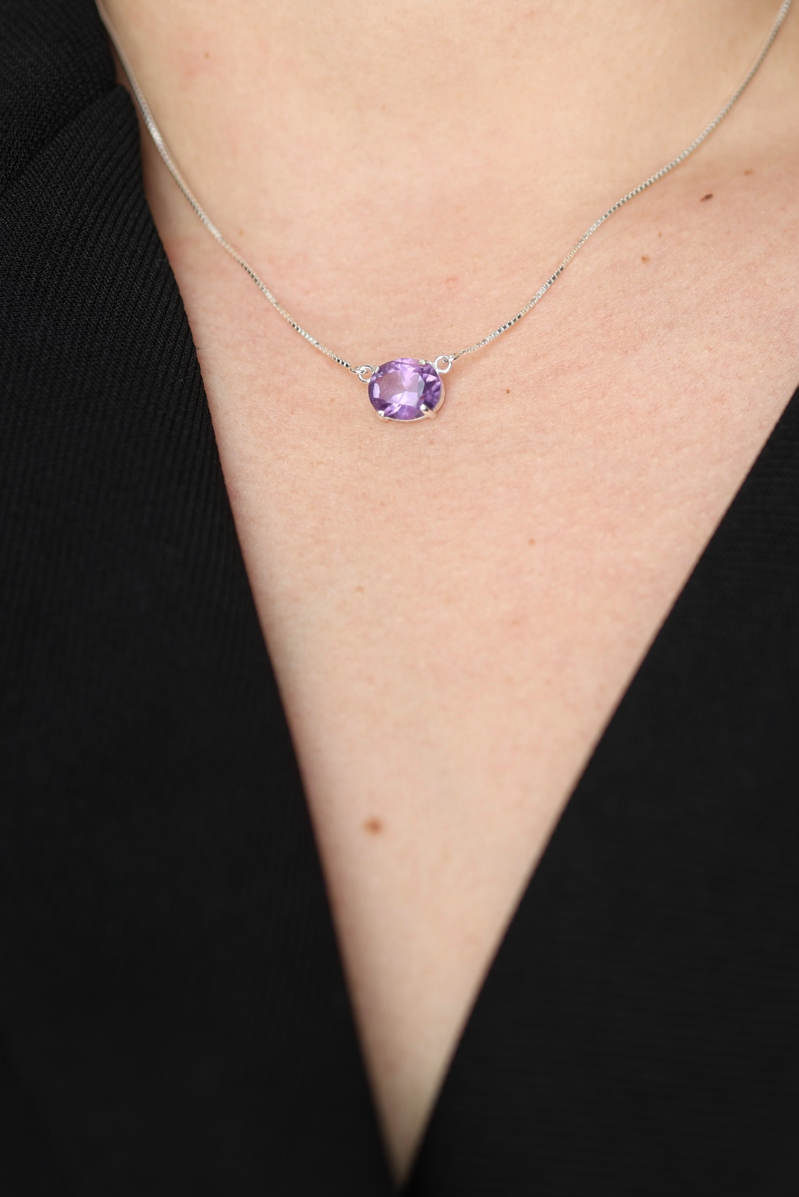 Amethyst Oval Chain Necklace