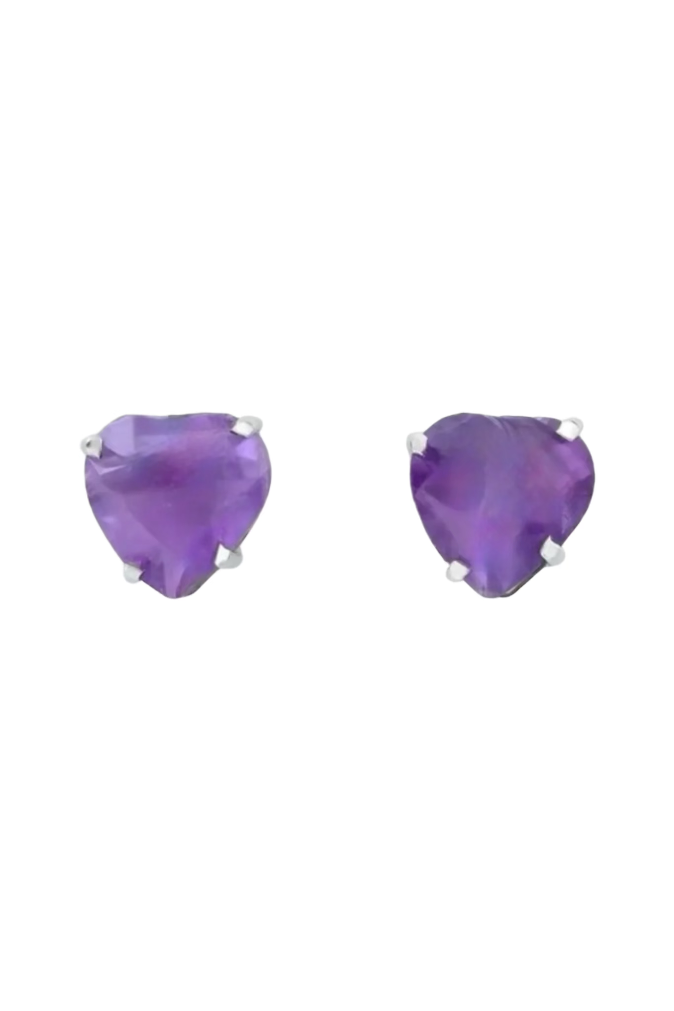 Amethyst Heart Silver Earrings - Iane Jewelry