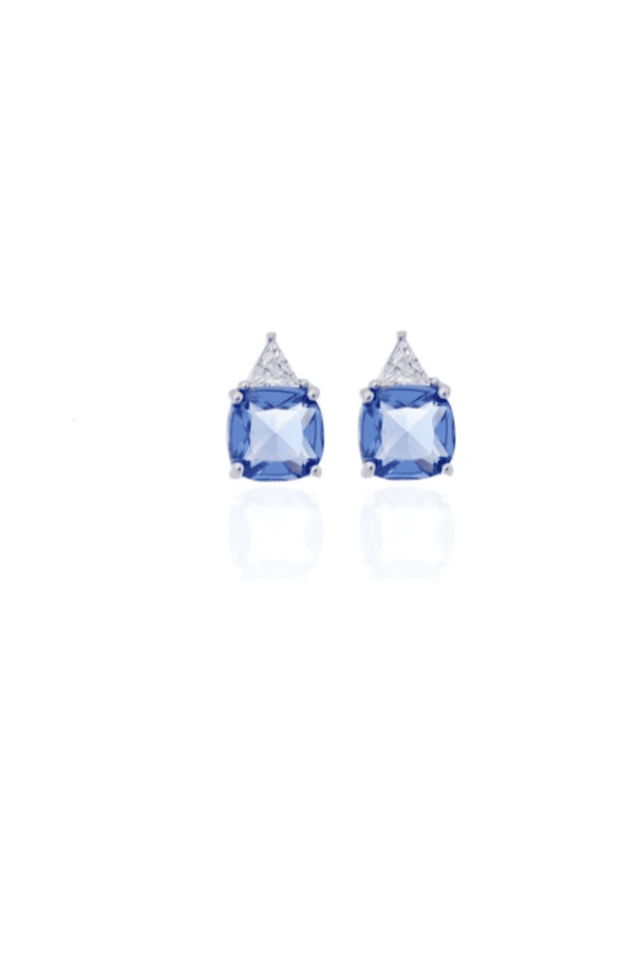 Blue Square Tanzanite Earrings - Iane Jewelry