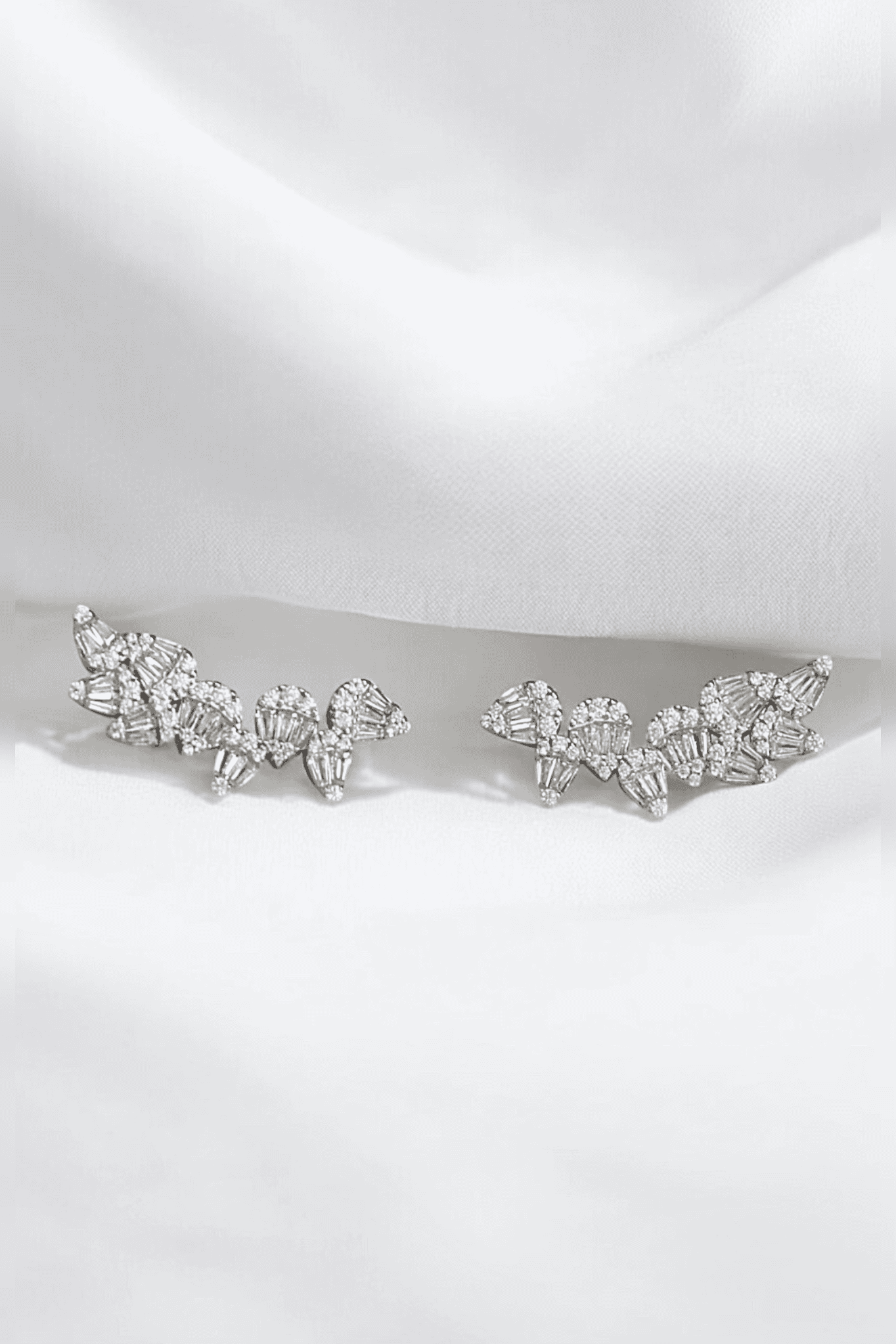 Silver Petal Ear Climbers - Iane Jewelry