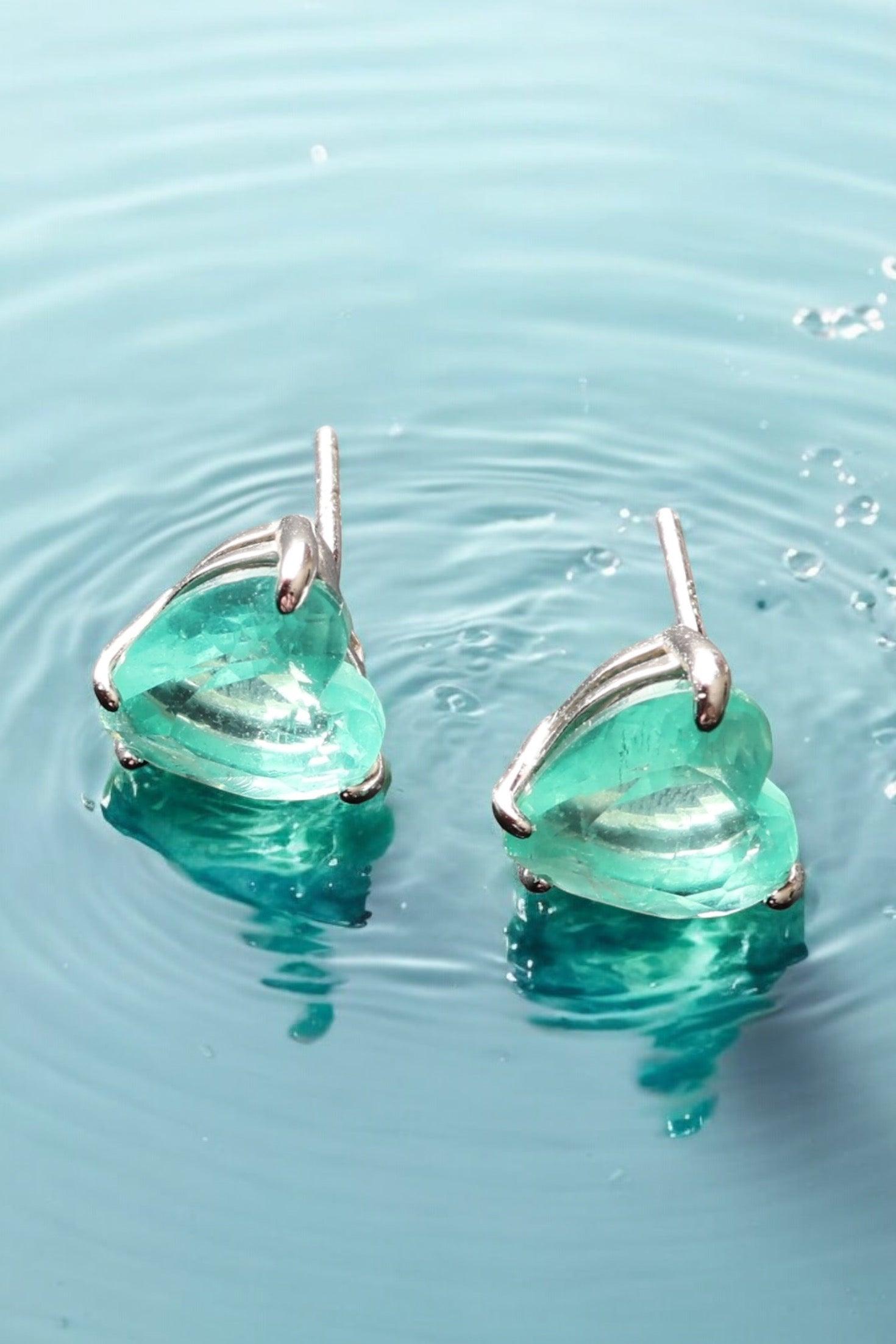 Heart Ocean Silver Earrings - Iane Jewelry