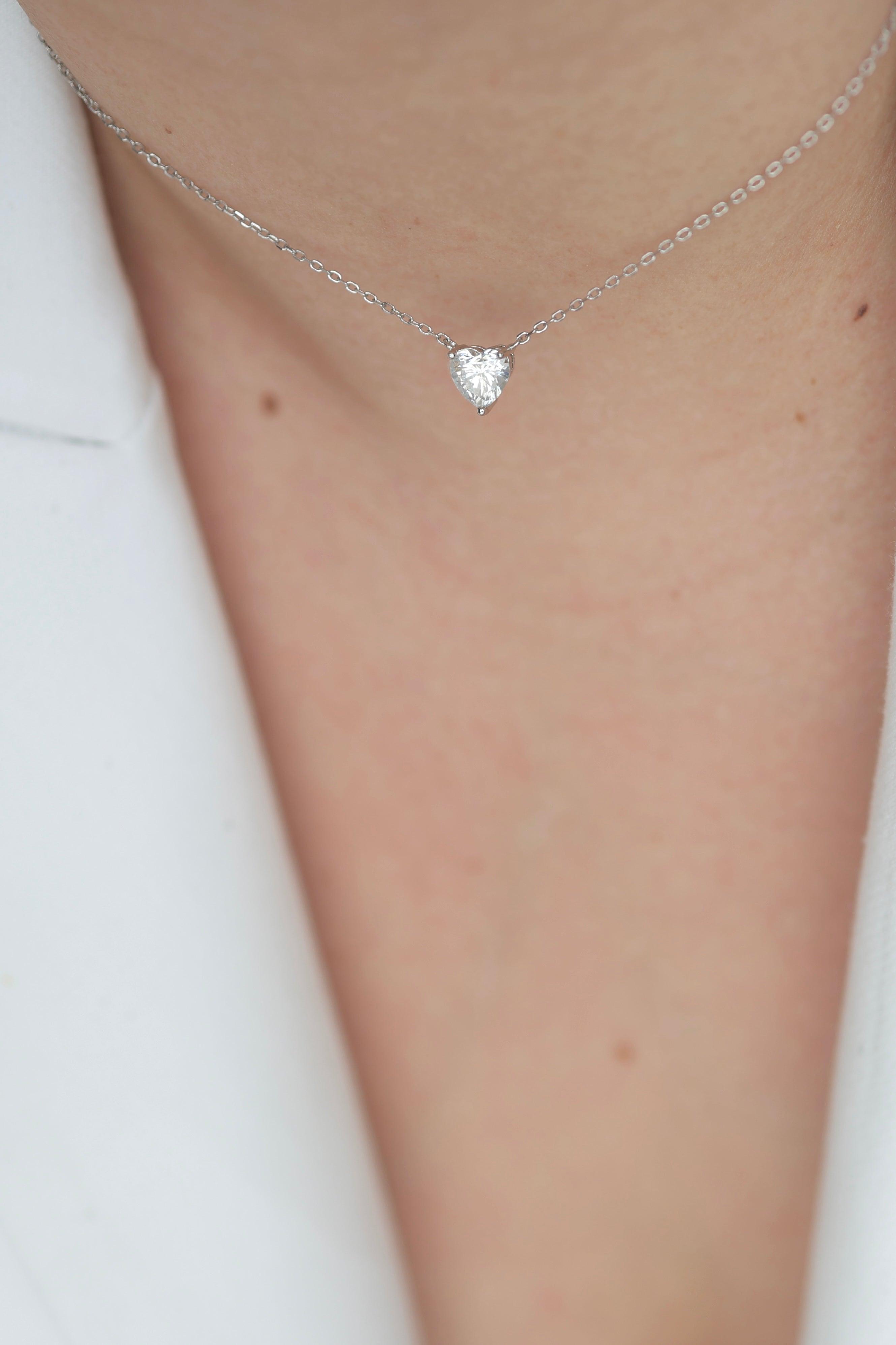 Moissanite Heart Necklace - Iane Jewelry