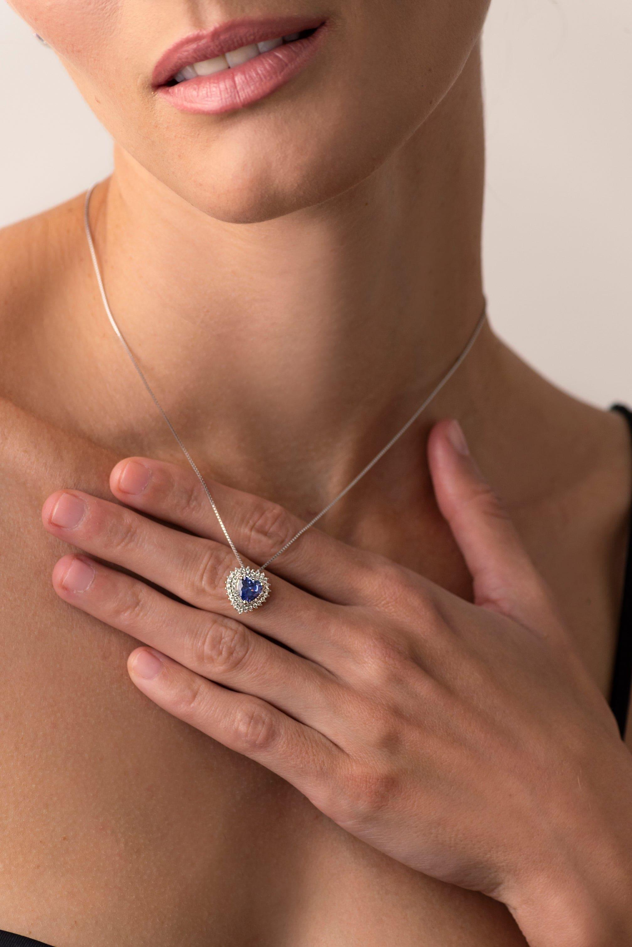 Chain Necklace & Tanzanite Heart Earrings Set - Iane Jewelry