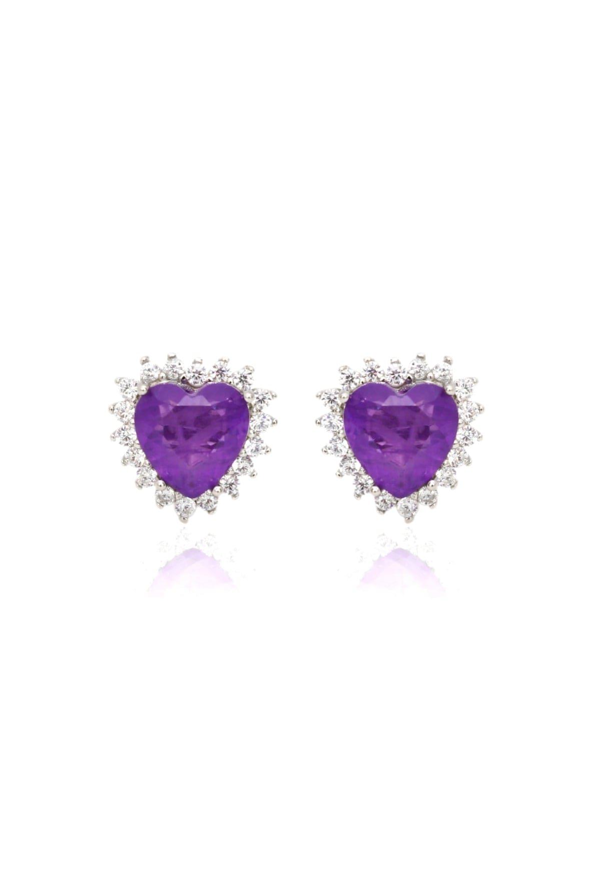 Purple Stud Heart Earrings - Iane Jewelry