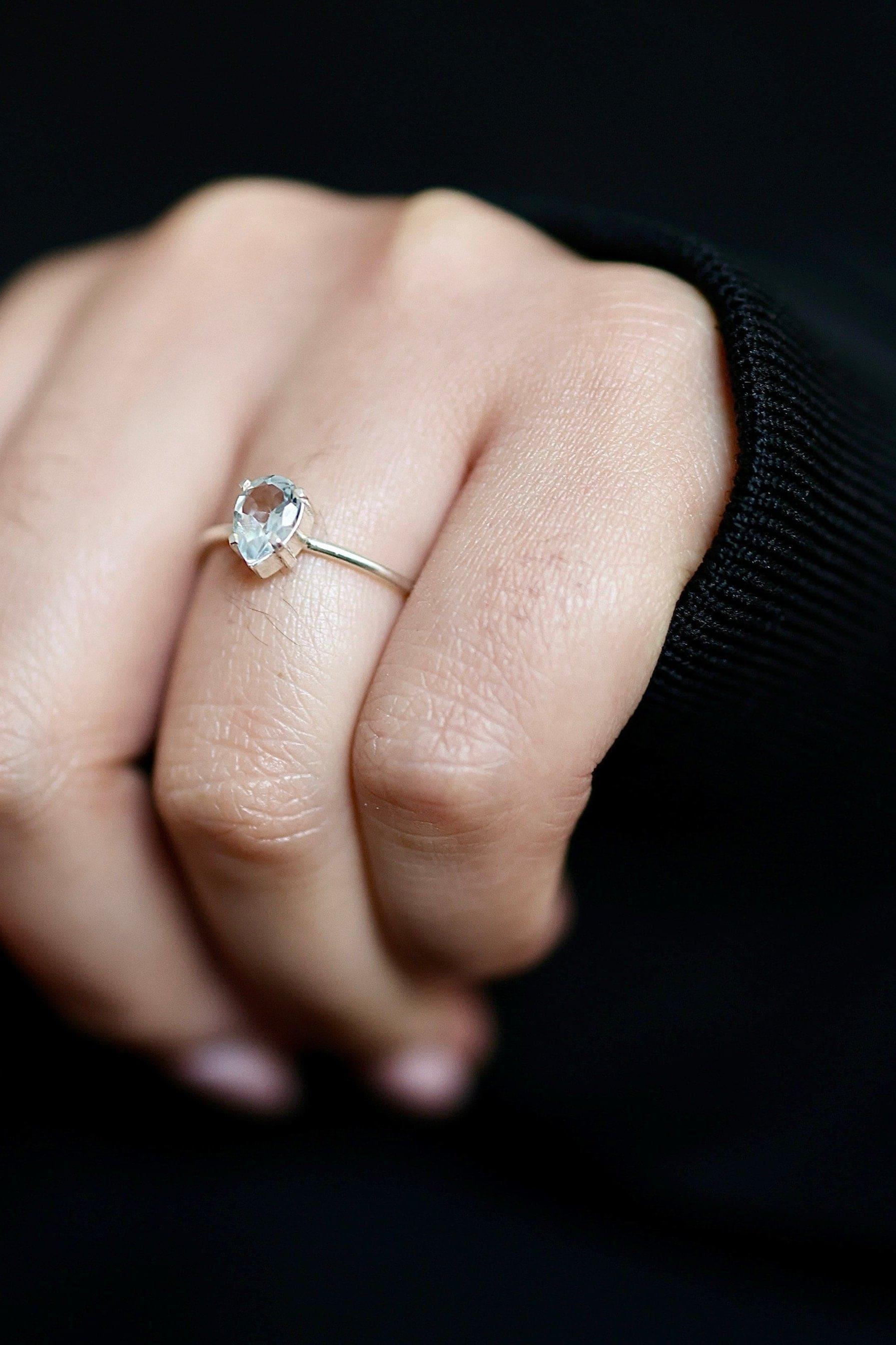 Tiny Teardrop Topaz Adjustable Ring - Iane Jewelry