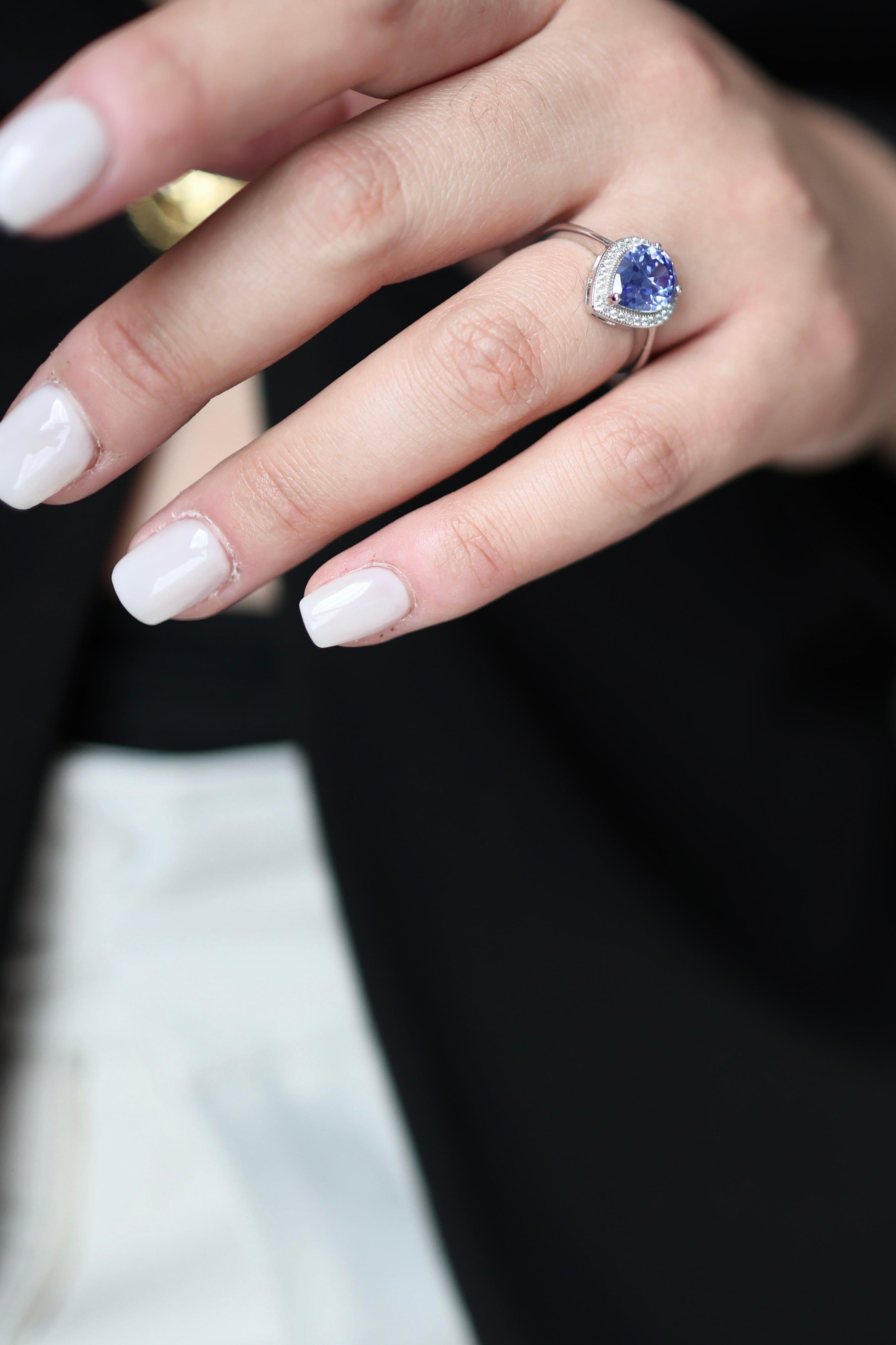 Pear Tanzanite Silver Ring - Iane Jewelry