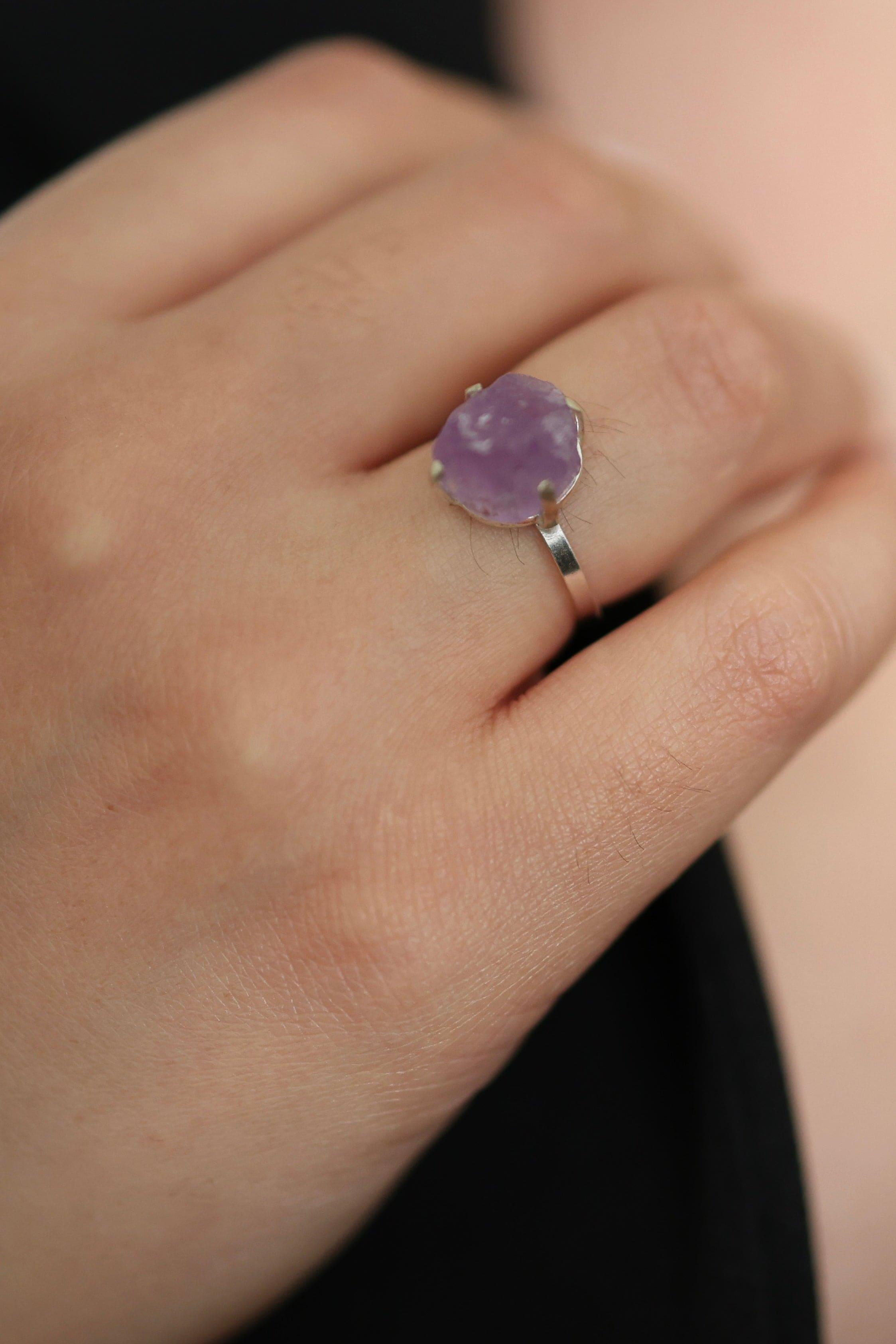 Raw Amethyst Adjustable Ring - Iane Jewelry