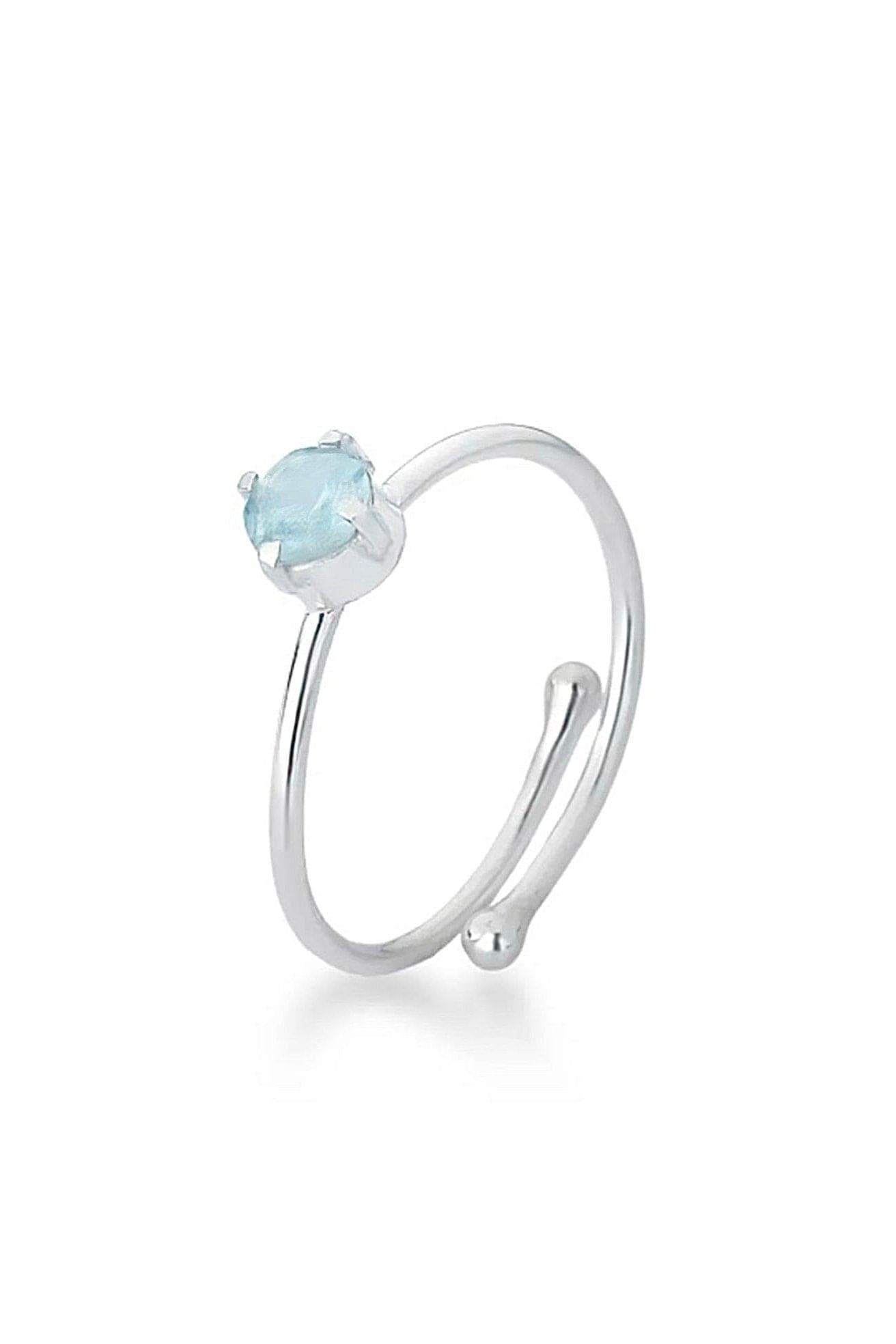 Aquamarine Solitaire Adjustable Ring - Iane Jewelry