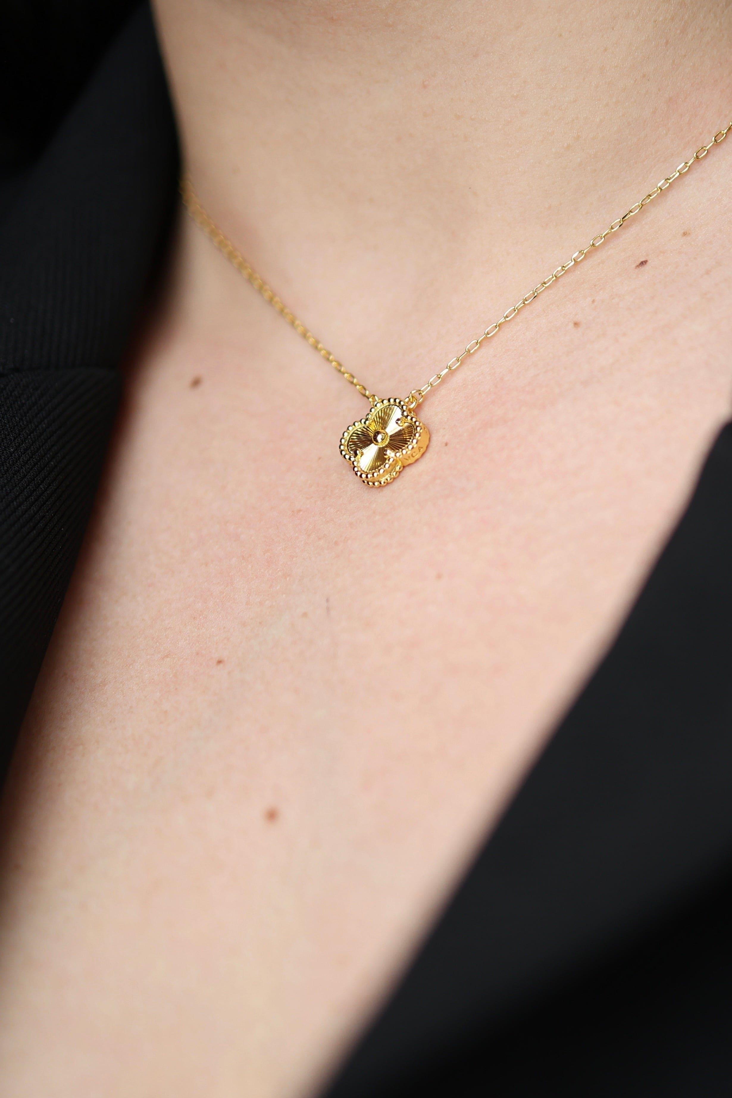 Gold Dainty Clover Necklace - Iane Jewelry