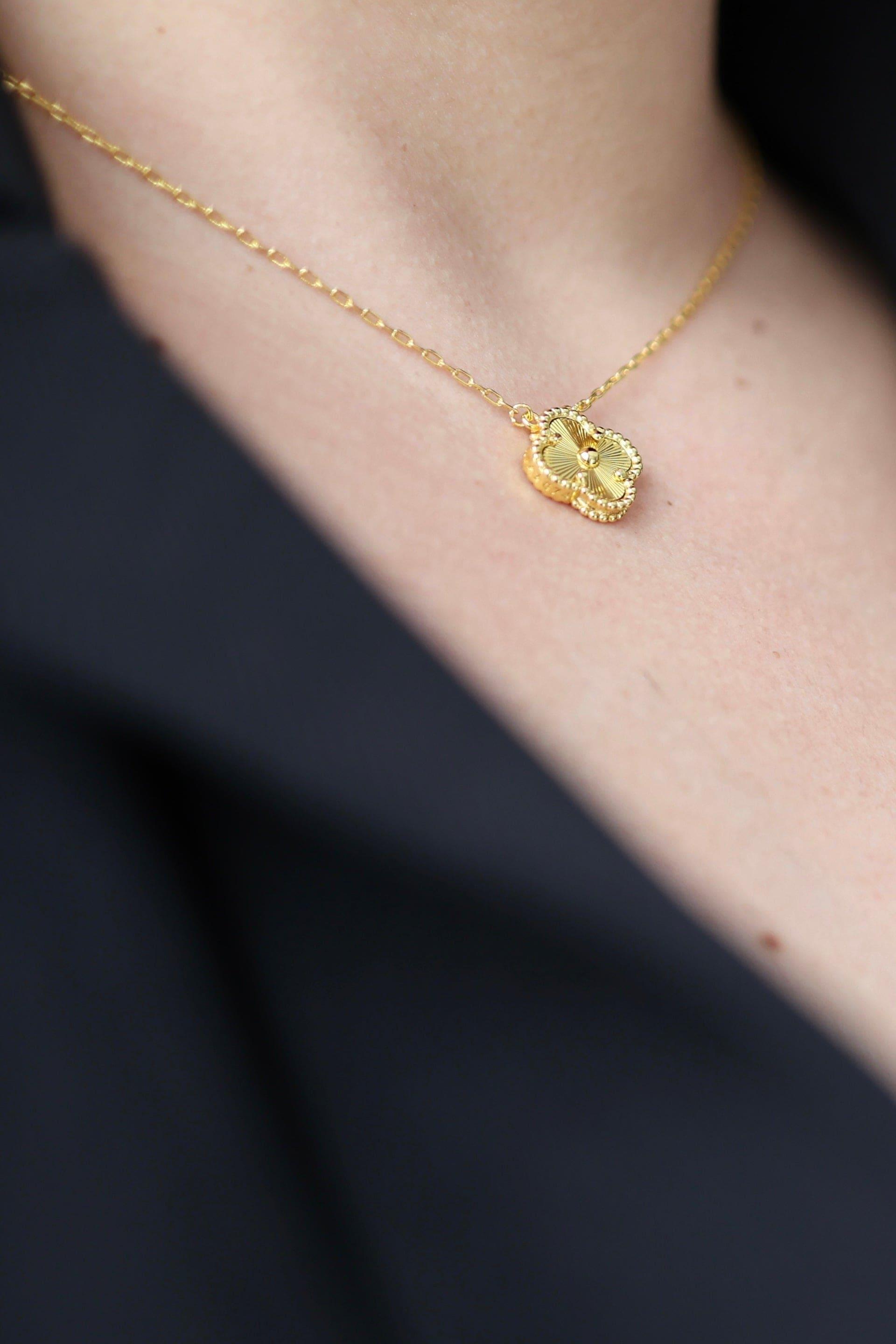 Gold Dainty Clover Necklace - Iane Jewelry