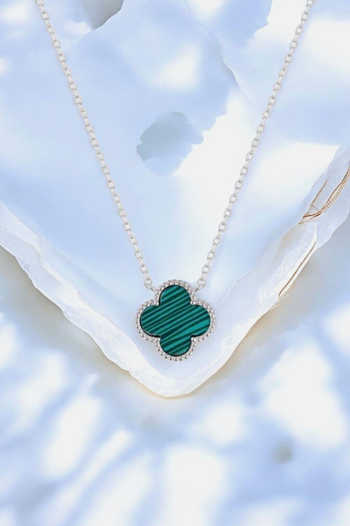 Small Clover Malachite Necklace - Iane Jewelry