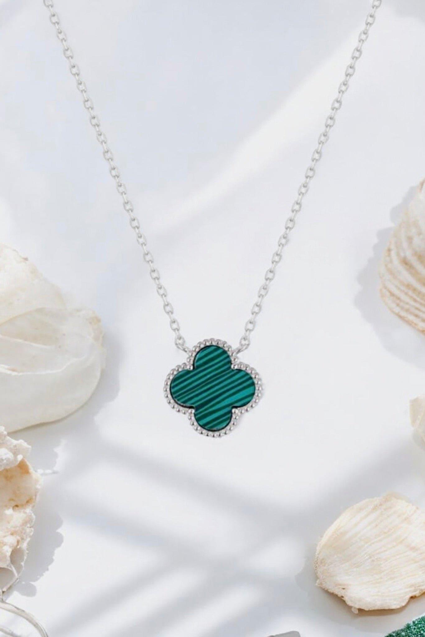 Small Clover Malachite Necklace - Iane Jewelry