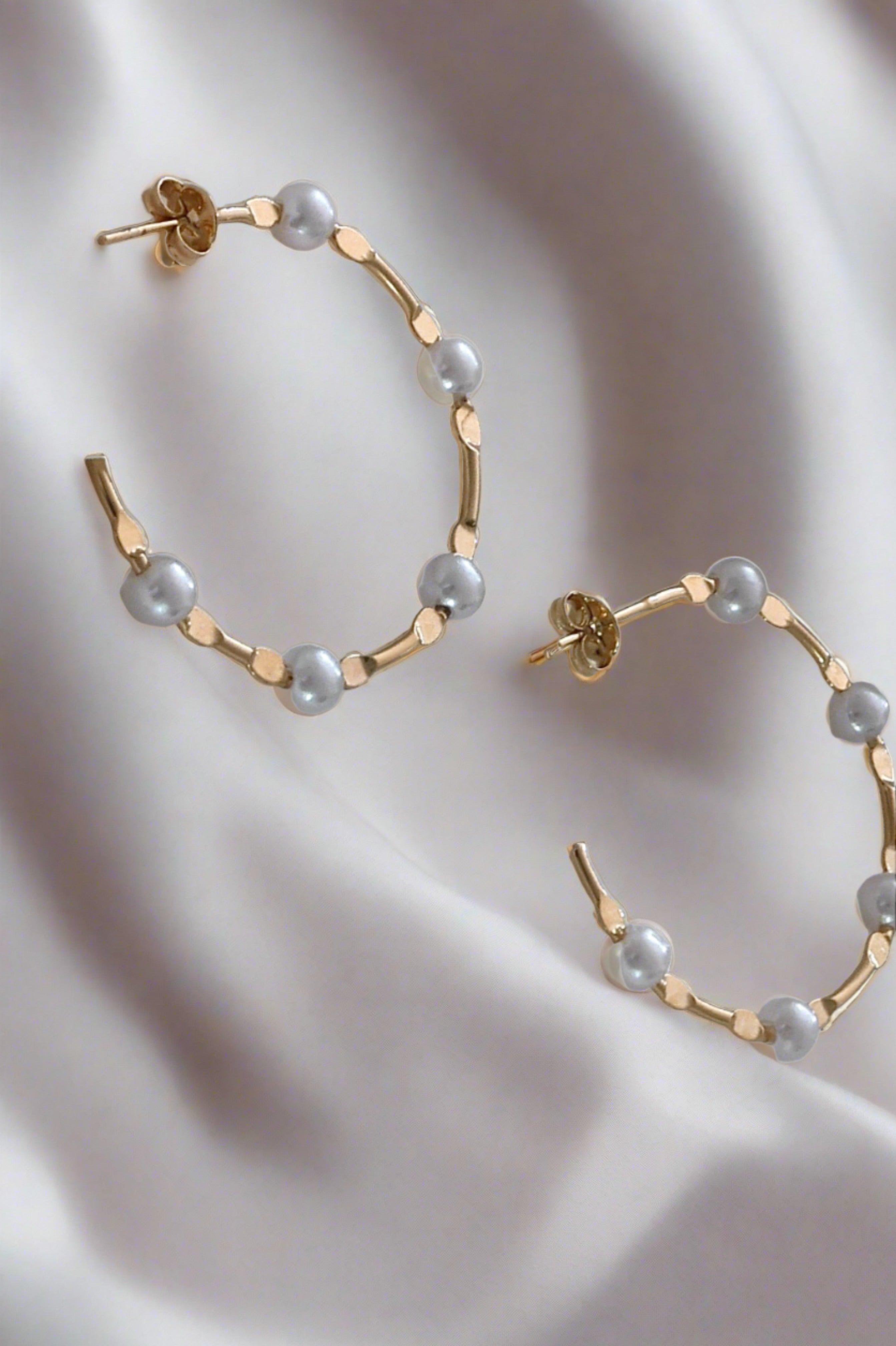 Pearl Circle Hoop Earrings - Iane Jewelry