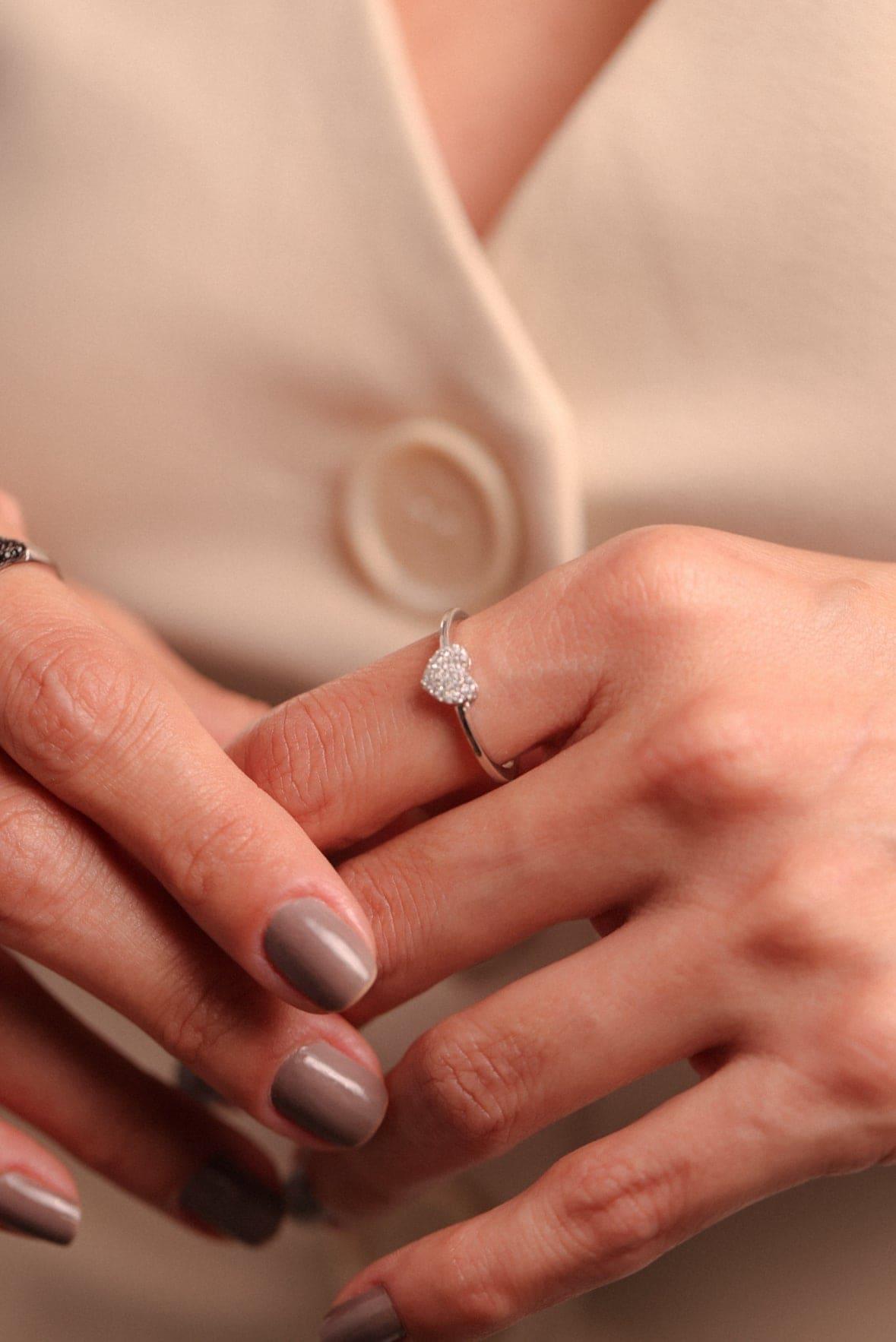 Sterling Silver Cubic Zirconia Heart Ring