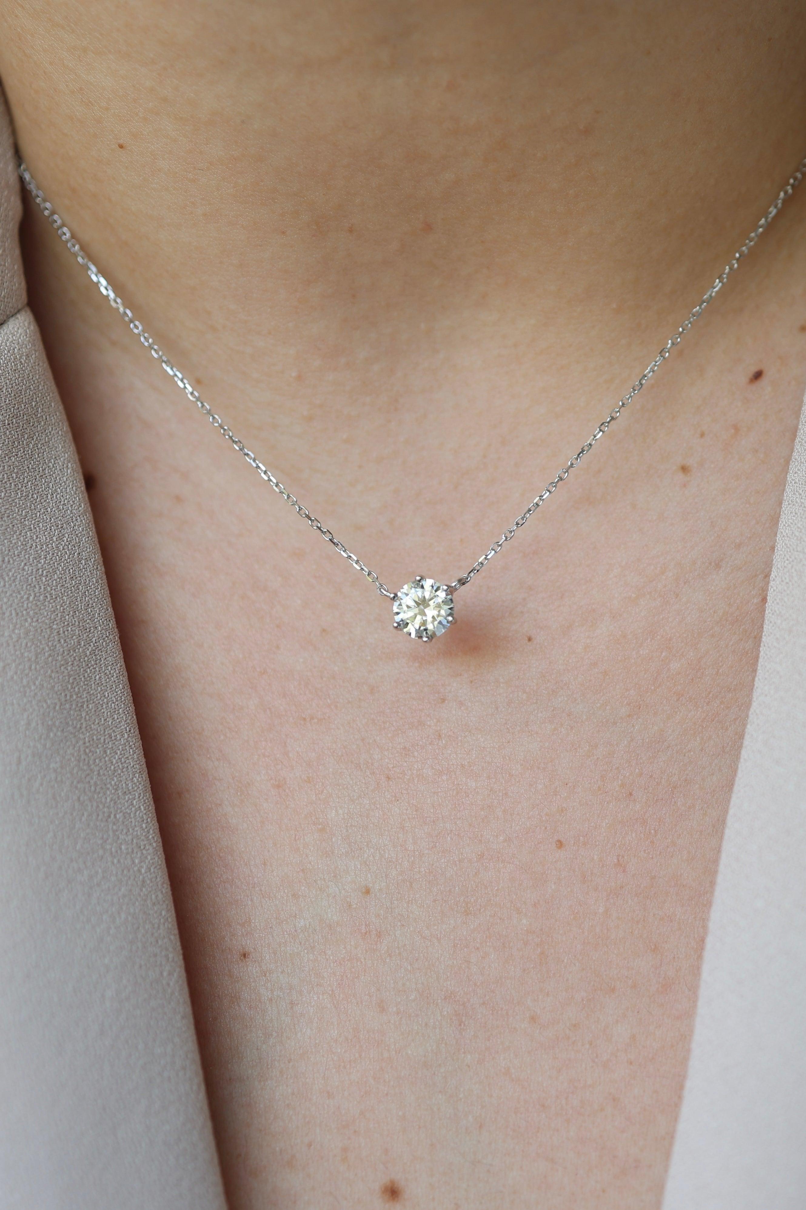 Moissanite Halo Necklace - Iane Jewelry