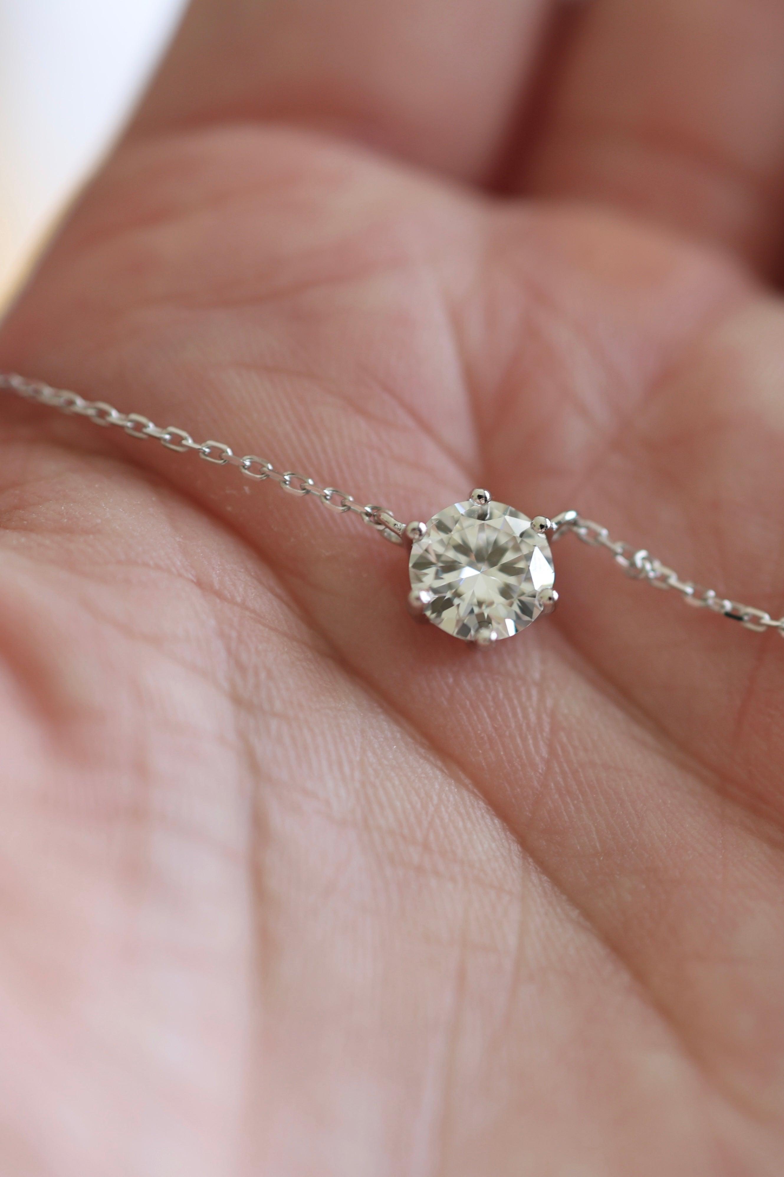 Moissanite Halo Necklace - Iane Jewelry