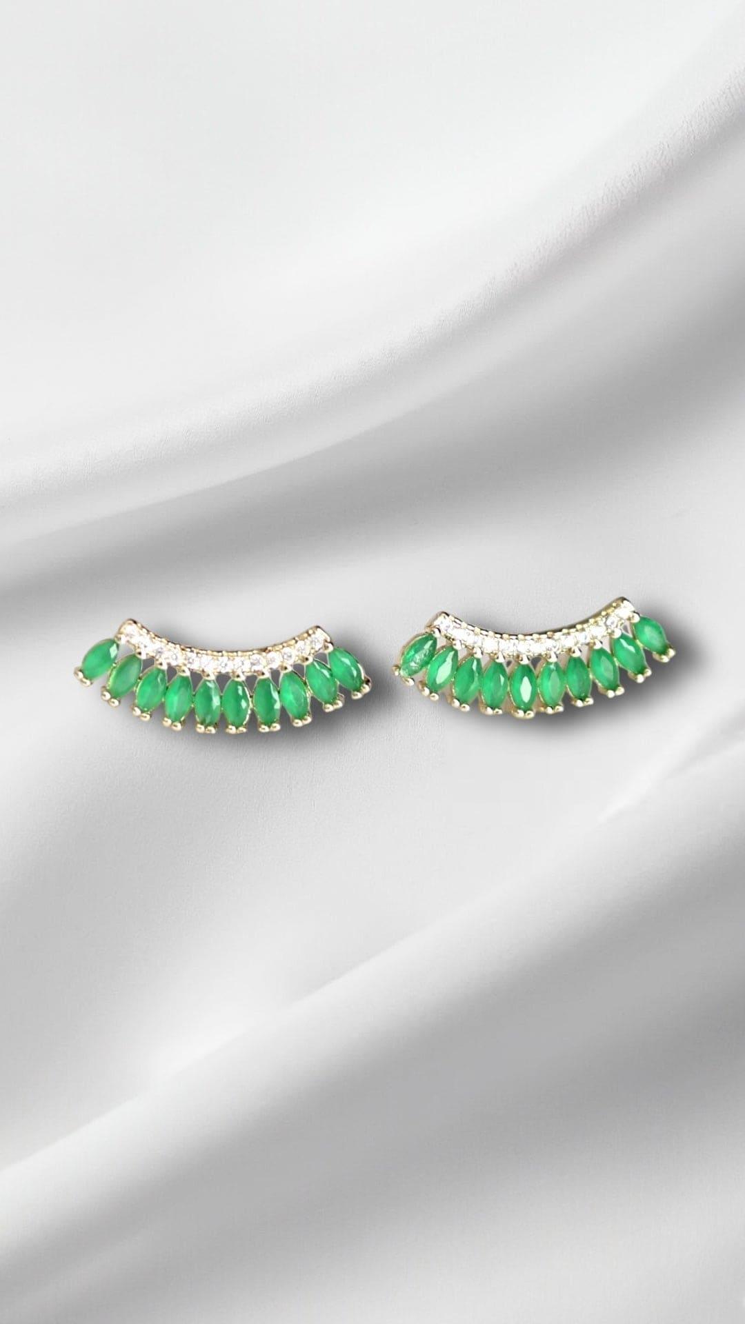 Emerald Elegance Ear Climbers