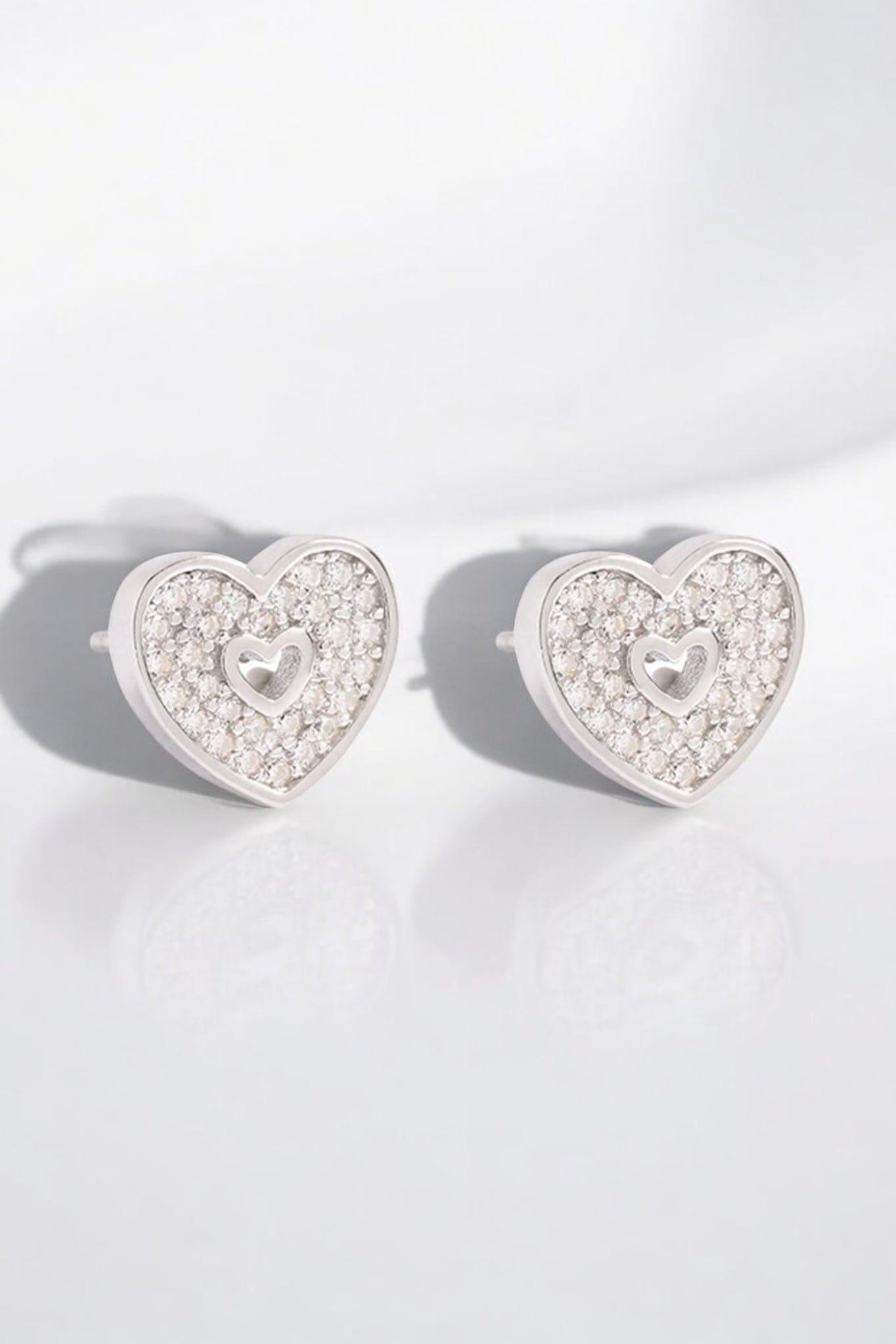 Cubic Zirconia Heart Earrings - Iane Jewelry